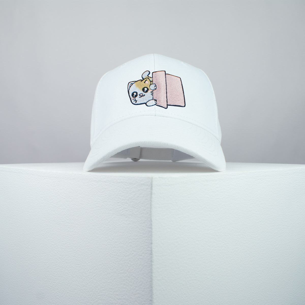 Cute Nosey Kitty embroidered baseball cap white / cat / kitten / pet / dog / embroidery / patch / hat / dad hat / cap / iron on patch / embroidered patch / badge / applique / embroidered / punk patches / trucker hat / snapback / caps / dad hats / baseball hat / mens hat / womens hat / embroidered hat / dad cap / embroidered cap