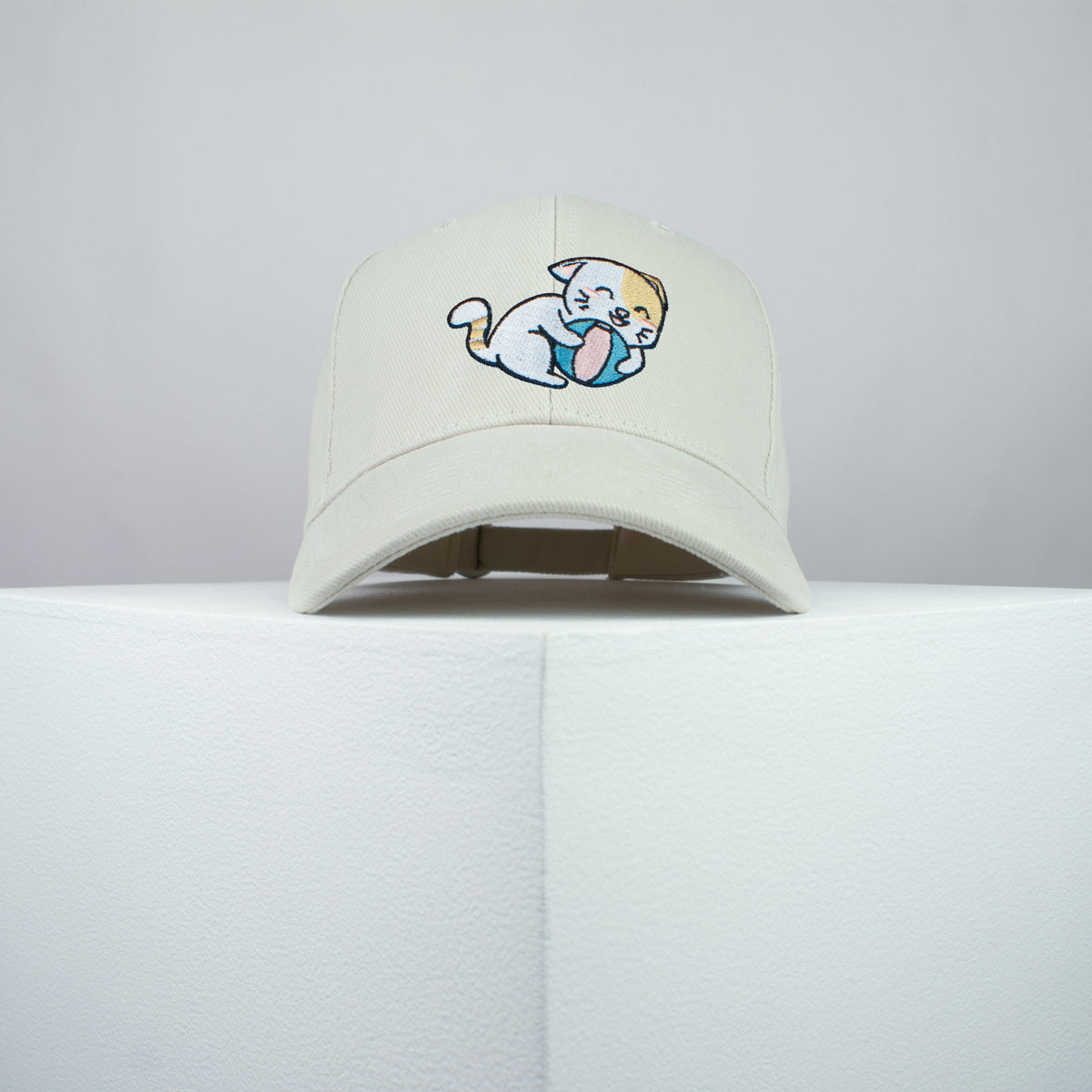 Cute playtime kitty embroidered baseball cap beige / cat / kitten / ball / dog / embroidery / patch / hat / dad hat / cap / iron on patch / embroidered patch / badge / applique / embroidered / punk patches / trucker hat / snapback / caps / dad hats / baseball hat / mens hat / womens hat / embroidered hat / dad cap / embroidered cap