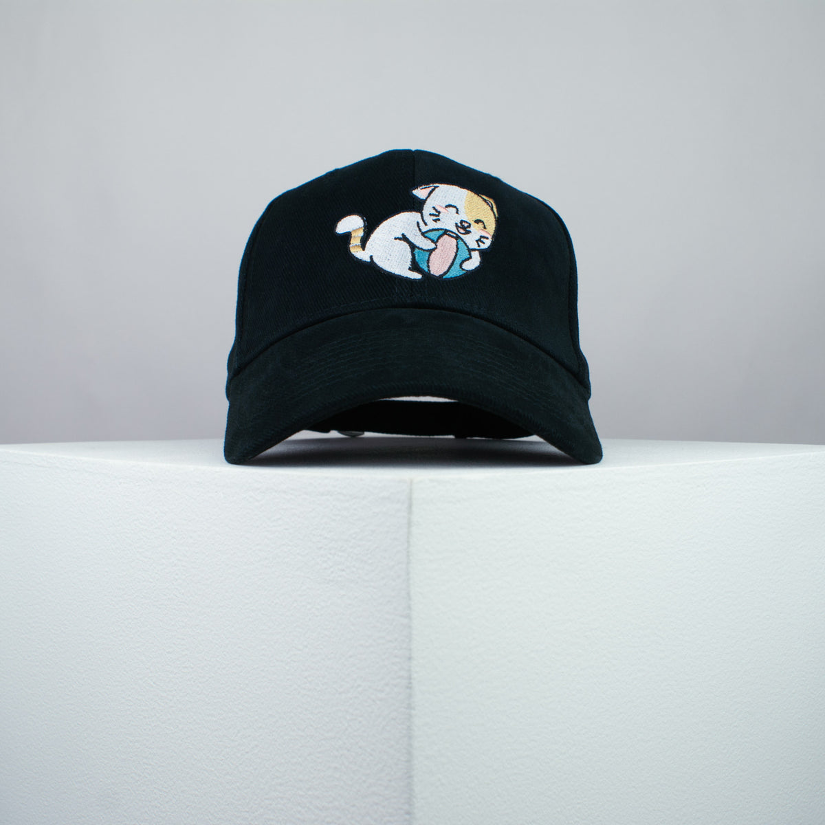 Cute playtime kitty embroidered baseball cap black / cat / kitten / ball / dog / embroidery / patch / hat / dad hat / cap / iron on patch / embroidered patch / badge / applique / embroidered / punk patches / trucker hat / snapback / caps / dad hats / baseball hat / mens hat / womens hat / embroidered hat / dad cap / embroidered cap
