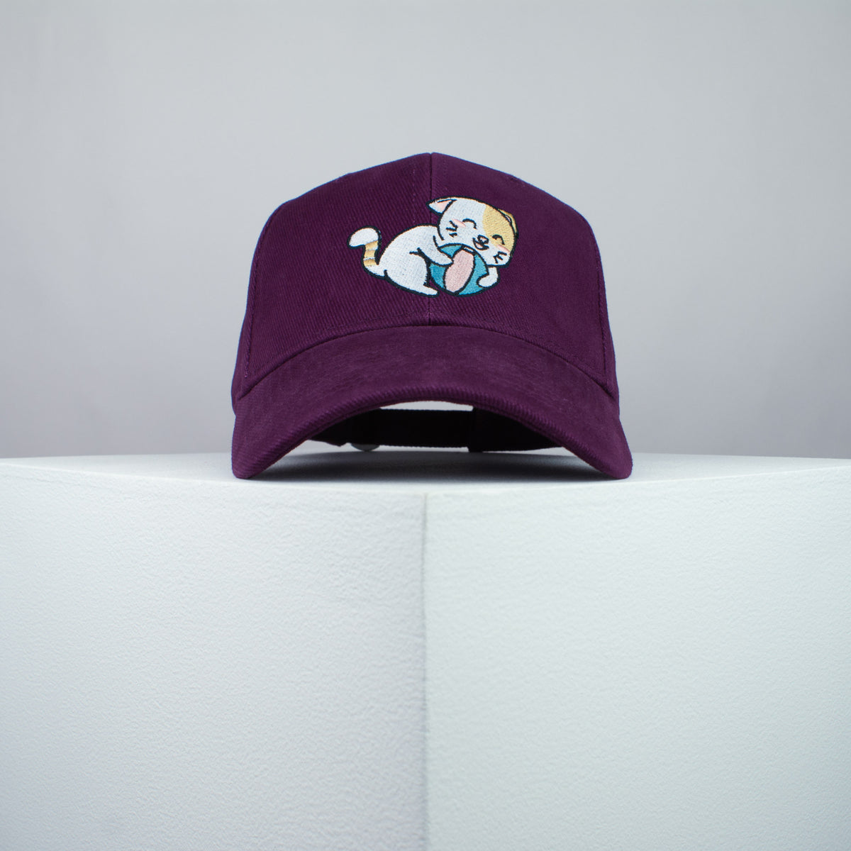 Cute playtime kitty embroidered baseball cap burgundy / cat / kitten / ball / dog / embroidery / patch / hat / dad hat / cap / iron on patch / embroidered patch / badge / applique / embroidered / punk patches / trucker hat / snapback / caps / dad hats / baseball hat / mens hat / womens hat / embroidered hat / dad cap / embroidered cap