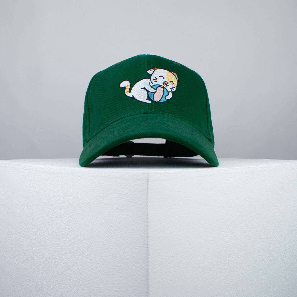 Cute playtime kitty embroidered baseball cap green / cat / kitten / ball / dog / embroidery / patch / hat / dad hat / cap / iron on patch / embroidered patch / badge / applique / embroidered / punk patches / trucker hat / snapback / caps / dad hats / baseball hat / mens hat / womens hat / embroidered hat / dad cap / embroidered cap