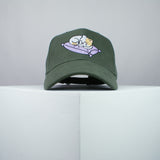 Cute sleeping kitty embroidered baseball cap olive green / cat / kitten / pillow / dog / embroidery / patch / hat / dad hat / cap / iron on patch / embroidered patch / badge / applique / embroidered / punk patches / trucker hat / snapback / caps / dad hats / baseball hat / mens hat / womens hat / embroidered hat / dad cap / embroidered cap