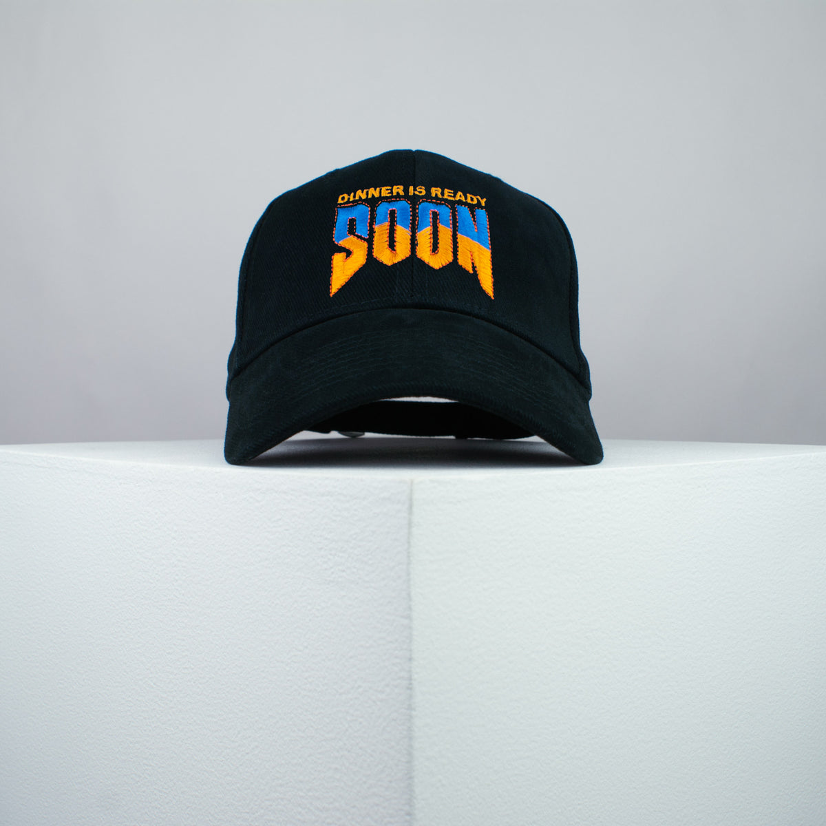 Dinner is ready soon / Doom embroidered baseball cap black / SNES / nintendo / N64 / gaming / gamer / embroidery / patch / dad / hat / cap / clothing // Hatty Hats / iron on patch / dad hat embroidered patch / badge / applique / embroidered / punk patches / trucker hat / snapback / caps / dad hats / baseball hat / mens hat / womens hat / embroidered hat / dad cap / embroidered cap