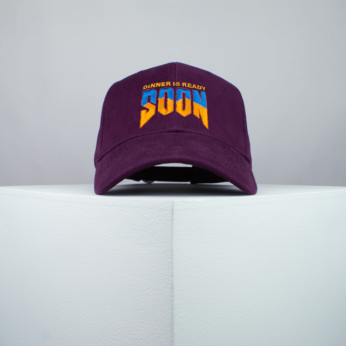 Dinner is ready soon / Doom embroidered baseball cap burgundy / SNES / nintendo / N64 / gaming / gamer / embroidery / patch / dad / hat / cap / clothing // Hatty Hats / iron on patch / dad hat embroidered patch / badge / applique / embroidered / punk patches / trucker hat / snapback / caps / dad hats / baseball hat / mens hat / womens hat / embroidered hat / dad cap / embroidered cap