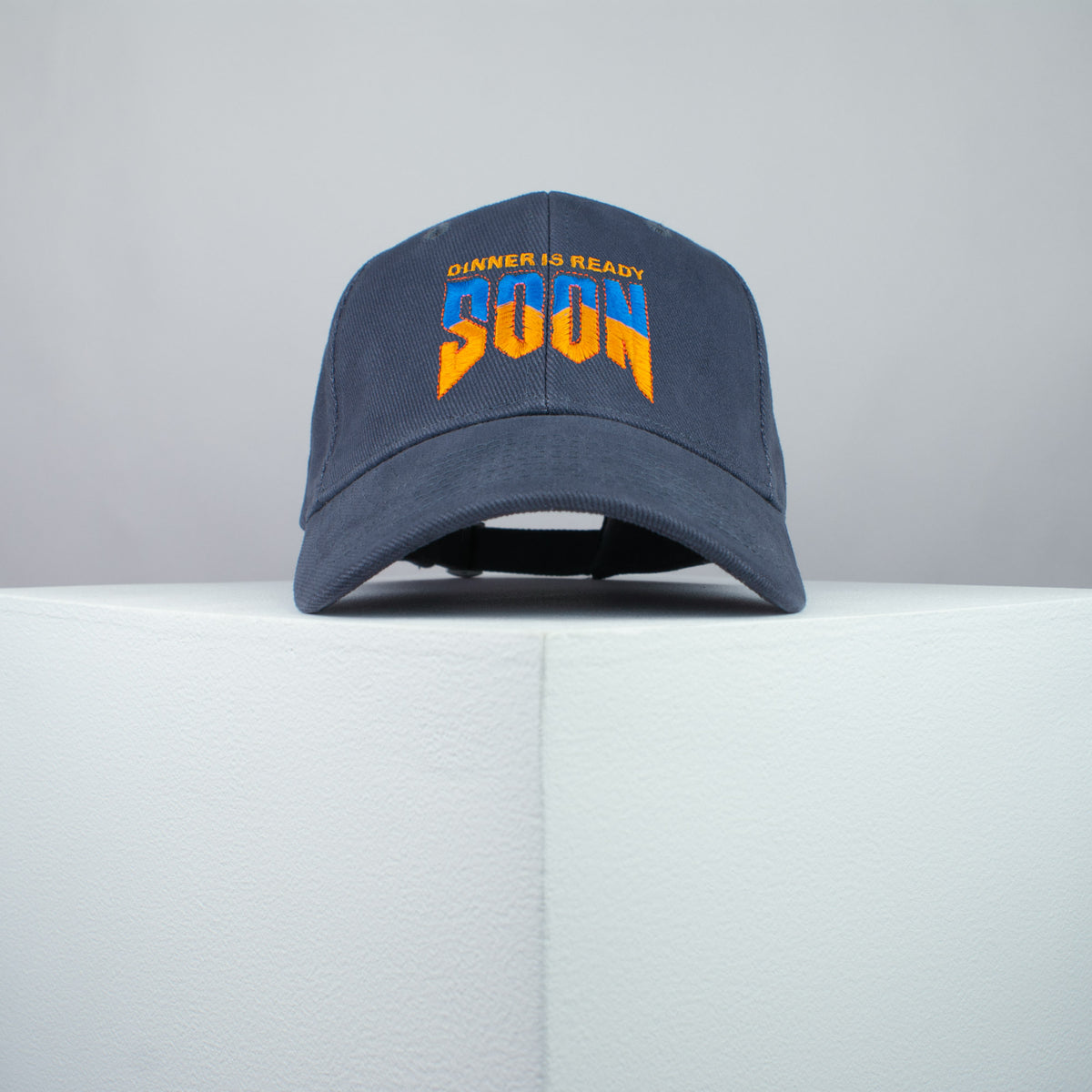Dinner is ready soon / Doom embroidered baseball cap grey / SNES / nintendo / N64 / gaming / gamer / embroidery / patch / dad / hat / cap / clothing // Hatty Hats / iron on patch / dad hat embroidered patch / badge / applique / embroidered / punk patches / trucker hat / snapback / caps / dad hats / baseball hat / mens hat / womens hat / embroidered hat / dad cap / embroidered cap