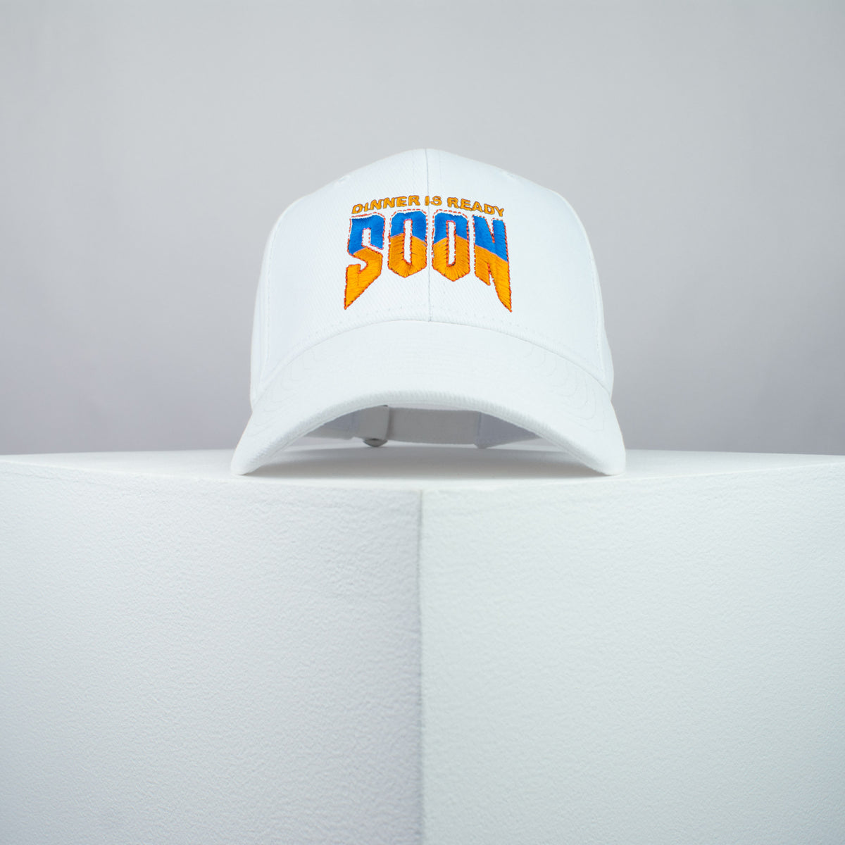 Dinner is ready soon / Doom embroidered baseball cap white / SNES / nintendo / N64 / gaming / gamer / embroidery / patch / dad / hat / cap / clothing // Hatty Hats / iron on patch / dad hat embroidered patch / badge / applique / embroidered / punk patches / trucker hat / snapback / caps / dad hats / baseball hat / mens hat / womens hat / embroidered hat / dad cap / embroidered cap
