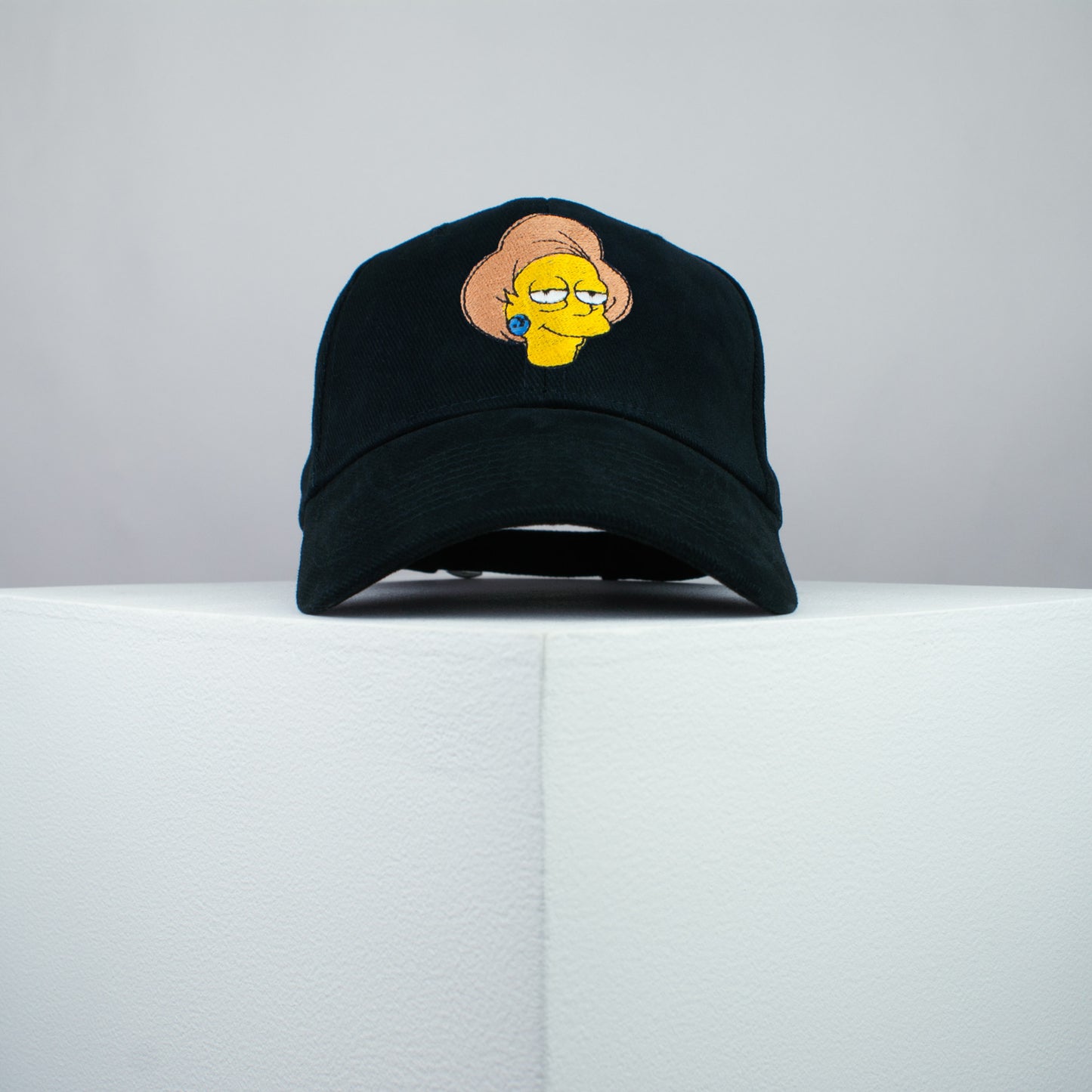 Edna Krabappel embroidered baseball cap black / the simpsons / bart / marge / homer / embroidery / patch / hat / dad hat / cap / iron on patch / embroidered patch / badge / applique / embroidered / punk patches / trucker hat / snapback / caps / dad hats / baseball hat / mens hat / womens hat / embroidered hat / dad cap / embroidered cap