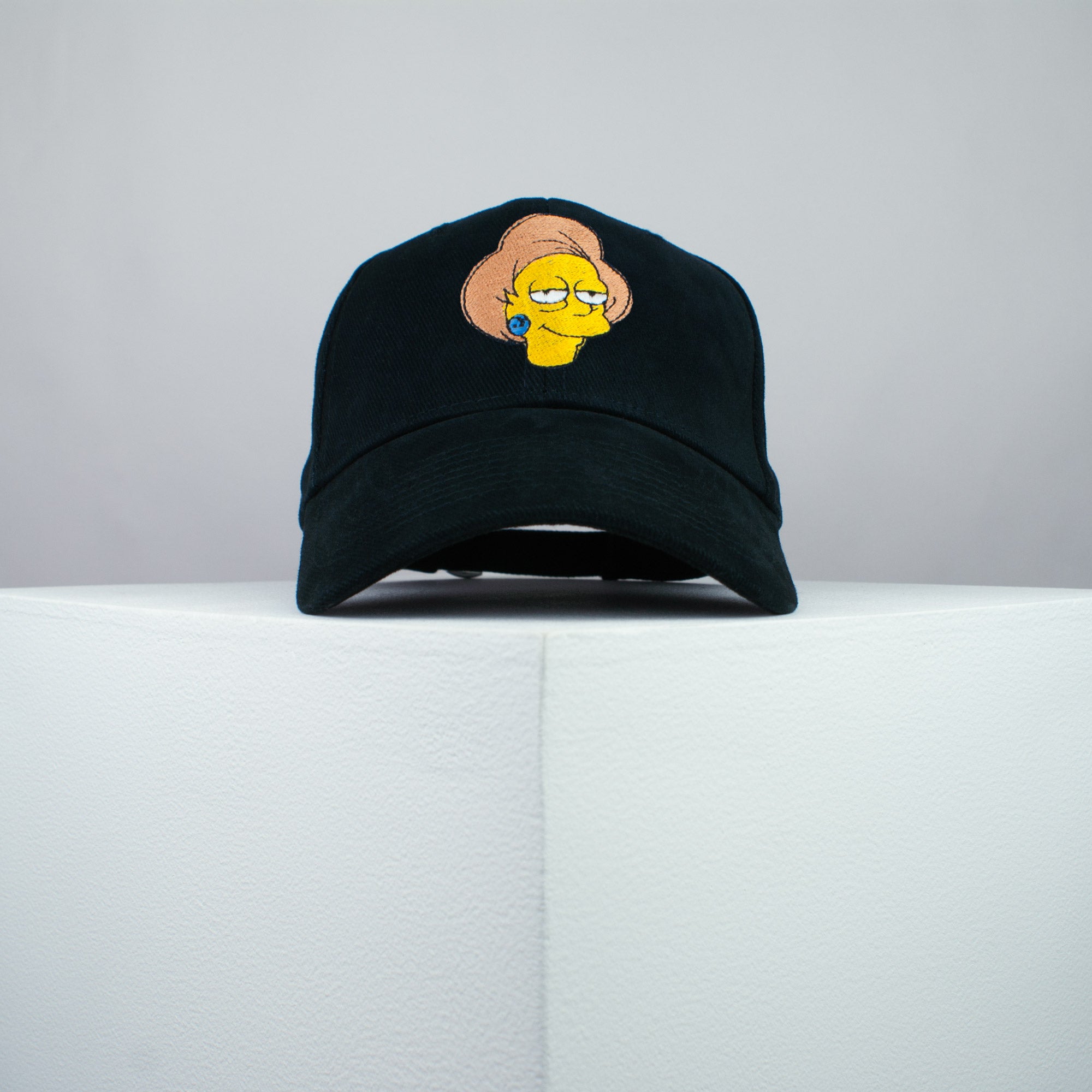 Edna Krabappel embroidered baseball cap black / the simpsons / bart / marge / homer / embroidery / patch / hat / dad hat / cap / iron on patch / embroidered patch / badge / applique / embroidered / punk patches / trucker hat / snapback / caps / dad hats / baseball hat / mens hat / womens hat / embroidered hat / dad cap / embroidered cap