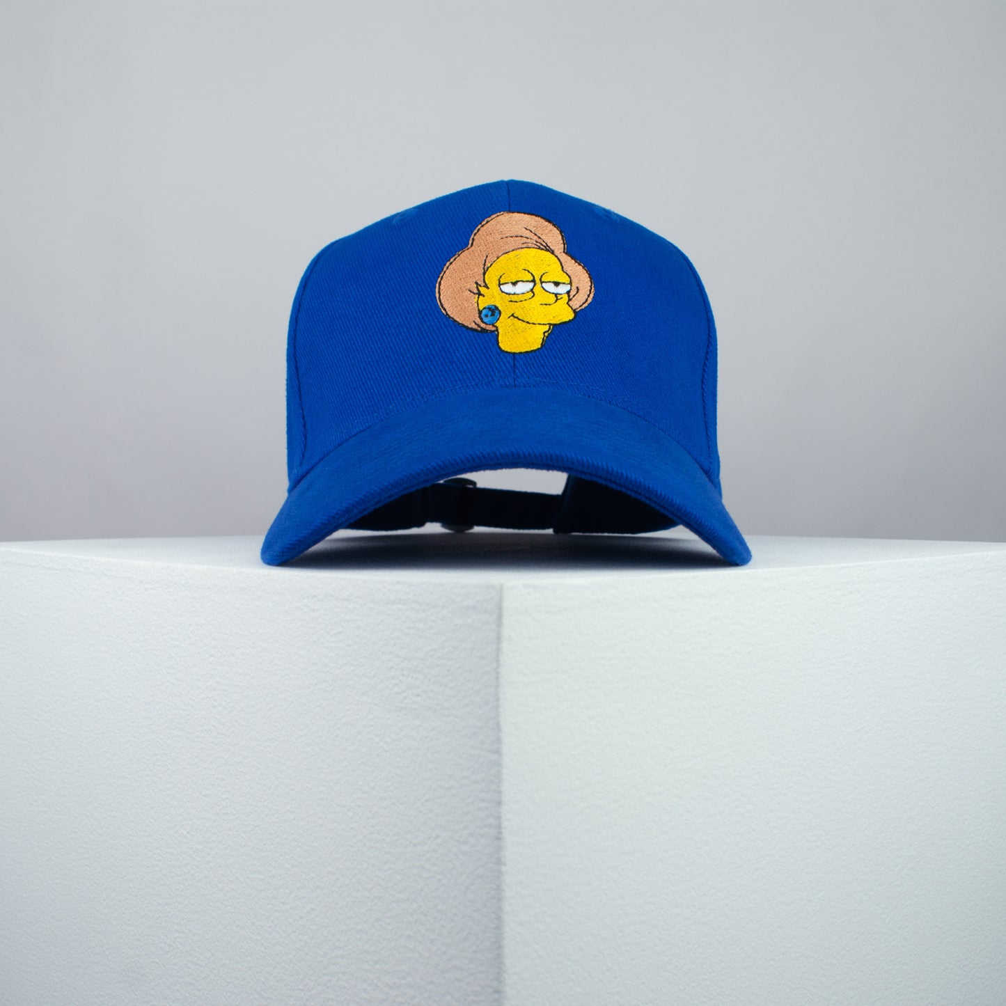 Edna Krabappel embroidered baseball cap blue / the simpsons / bart / marge / homer / embroidery / patch / hat / dad hat / cap / iron on patch / embroidered patch / badge / applique / embroidered / punk patches / trucker hat / snapback / caps / dad hats / baseball hat / mens hat / womens hat / embroidered hat / dad cap / embroidered cap