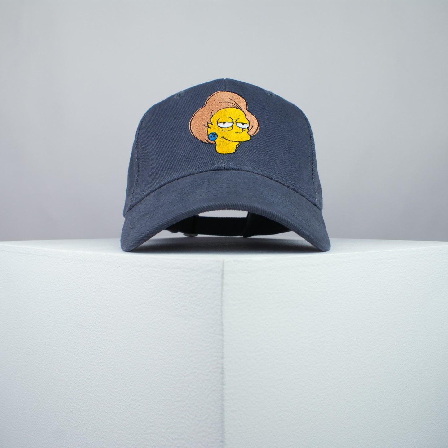 Edna Krabappel embroidered baseball cap grey / the simpsons / bart / marge / homer / embroidery / patch / hat / dad hat / cap / iron on patch / embroidered patch / badge / applique / embroidered / punk patches / trucker hat / snapback / caps / dad hats / baseball hat / mens hat / womens hat / embroidered hat / dad cap / embroidered cap