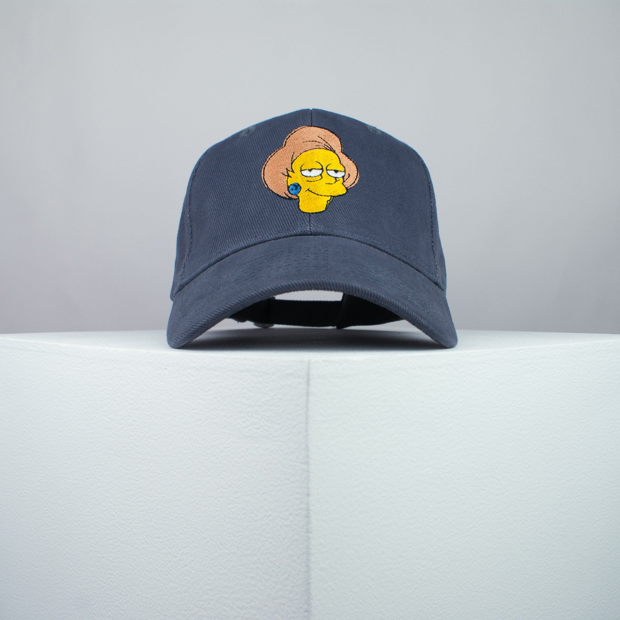 Edna Krabappel embroidered baseball cap grey / the simpsons / bart / marge / homer / embroidery / patch / hat / dad hat / cap / iron on patch / embroidered patch / badge / applique / embroidered / punk patches / trucker hat / snapback / caps / dad hats / baseball hat / mens hat / womens hat / embroidered hat / dad cap / embroidered cap