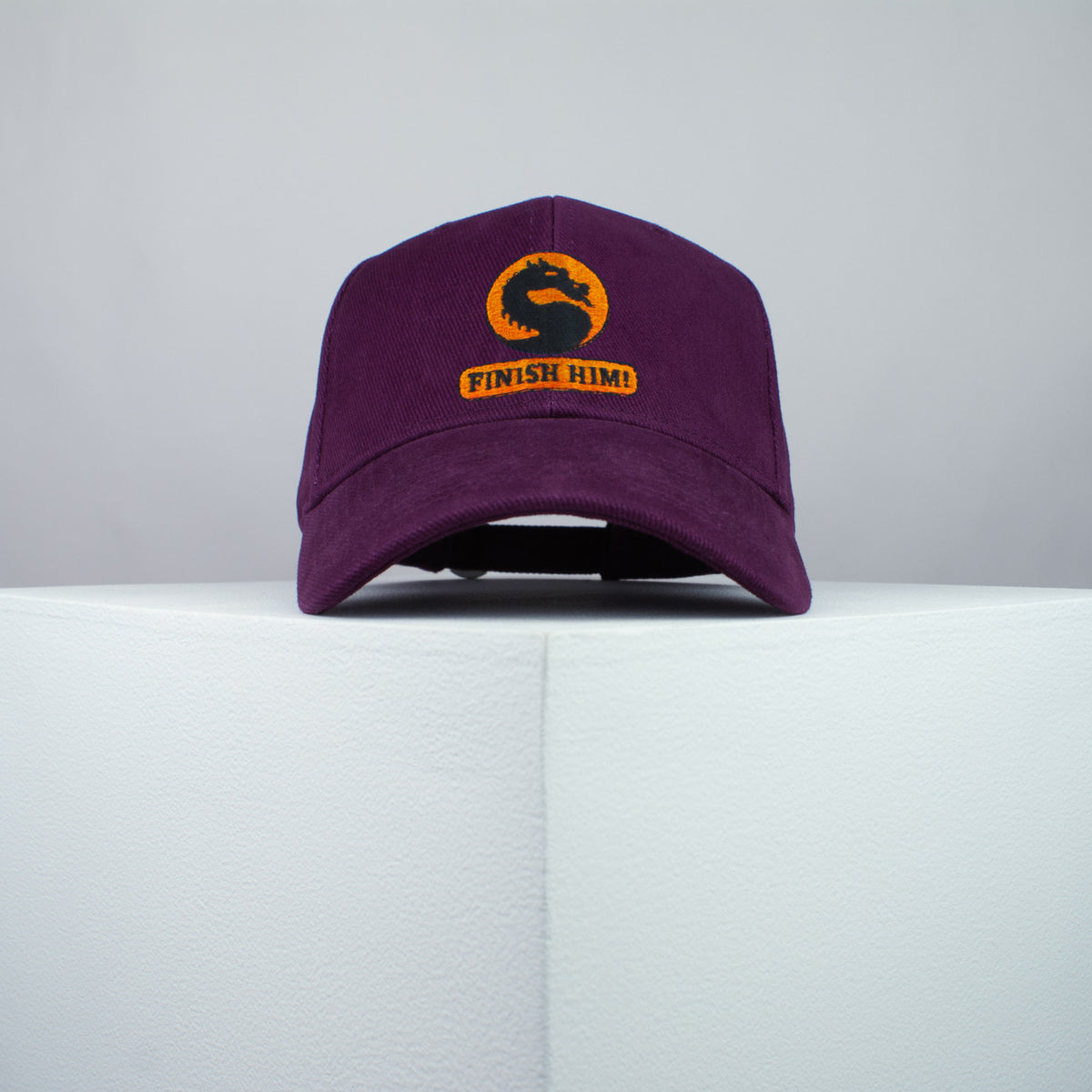 Finish him / Mortal Combat embroidered baseball cap burgundy / SNES / nintendo / N64 / gaming / gamer / Tekken / playstation / embroidery / patch / dad / hat / cap / clothing // Hatty Hats / iron on patch / dad hat embroidered patch / badge / applique / embroidered / punk patches / trucker hat / snapback / caps / dad hats / baseball hat / mens hat / womens hat / embroidered hat / dad cap / embroidered cap
