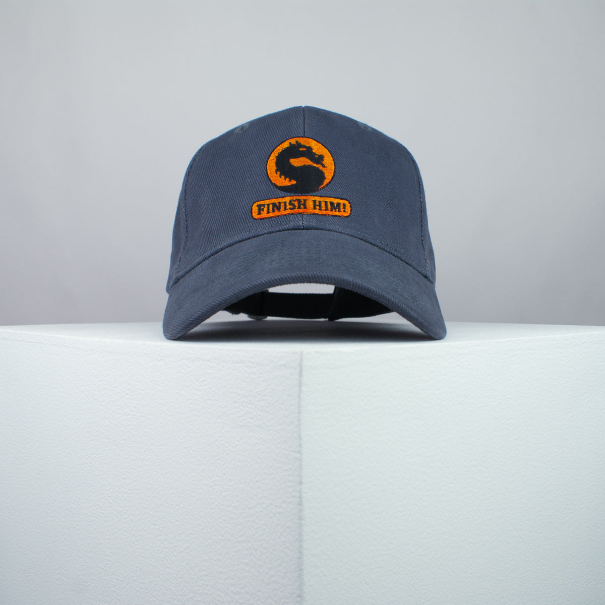 Finish him / Mortal Combat embroidered baseball cap grey / SNES / nintendo / N64 / gaming / gamer / Tekken / playstation / embroidery / patch / dad / hat / cap / clothing // Hatty Hats / iron on patch / dad hat embroidered patch / badge / applique / embroidered / punk patches / trucker hat / snapback / caps / dad hats / baseball hat / mens hat / womens hat / embroidered hat / dad cap / embroidered cap