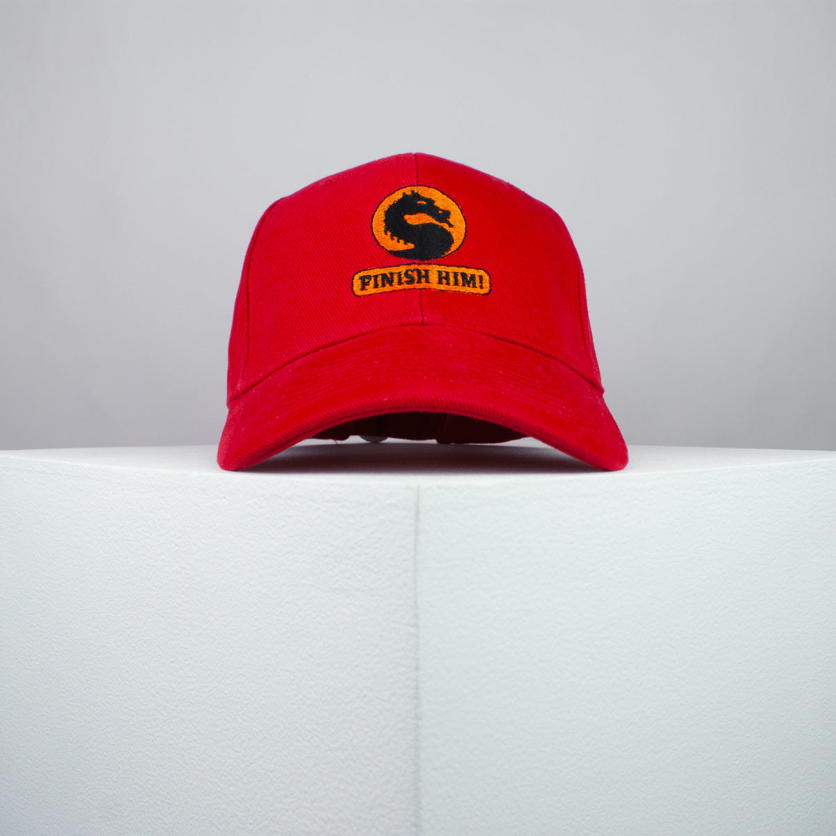 Finish him / Mortal Combat embroidered baseball cap red / SNES / nintendo / N64 / gaming / gamer / Tekken / playstation / embroidery / patch / dad / hat / cap / clothing // Hatty Hats / iron on patch / dad hat embroidered patch / badge / applique / embroidered / punk patches / trucker hat / snapback / caps / dad hats / baseball hat / mens hat / womens hat / embroidered hat / dad cap / embroidered cap