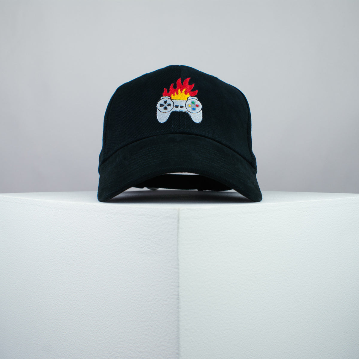 Flaming controller embroidered baseball cap black / SNES / nintendo / N64 / gaming / gamer / playstation / embroidery / patch / dad / hat / cap / clothing // Hatty Hats / iron on patch / dad hat embroidered patch / badge / applique / embroidered / punk patches / trucker hat / snapback / caps / dad hats / baseball hat / mens hat / womens hat / embroidered hat / dad cap / embroidered cap