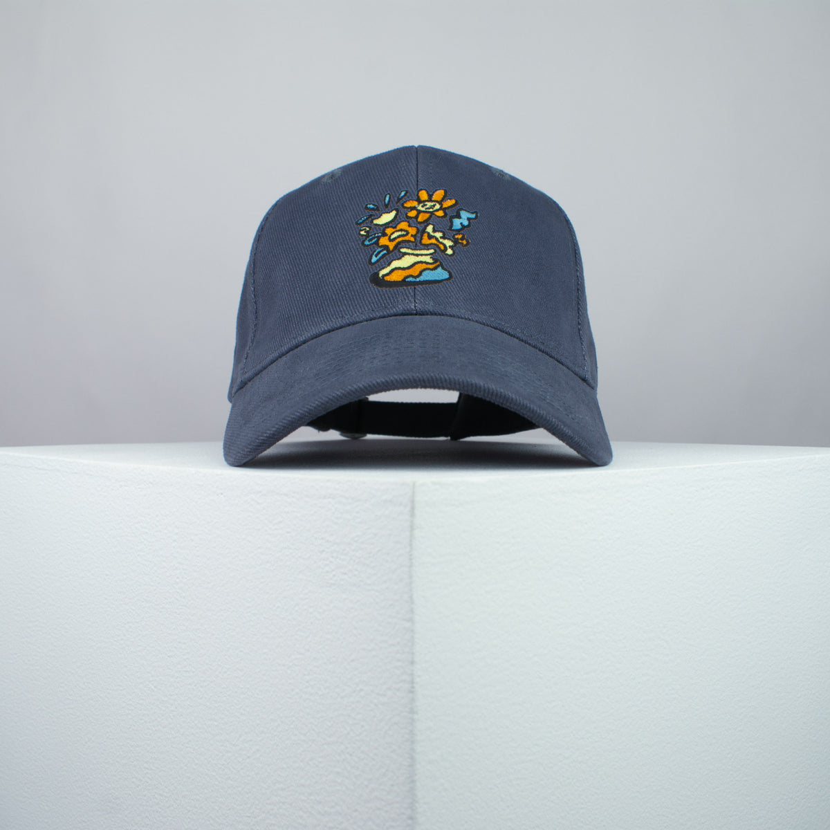Floppy Flowers embroidered baseball cap grey / happy hippie / boho / bohemian / floral / embroidery / patch / hat / dad hat / cap / iron on patch / embroidered patch / badge / applique / embroidered / punk patches / trucker hat / snapback / caps / dad hats / baseball hat / mens hat / womens hat / embroidered hat / dad cap / embroidered cap