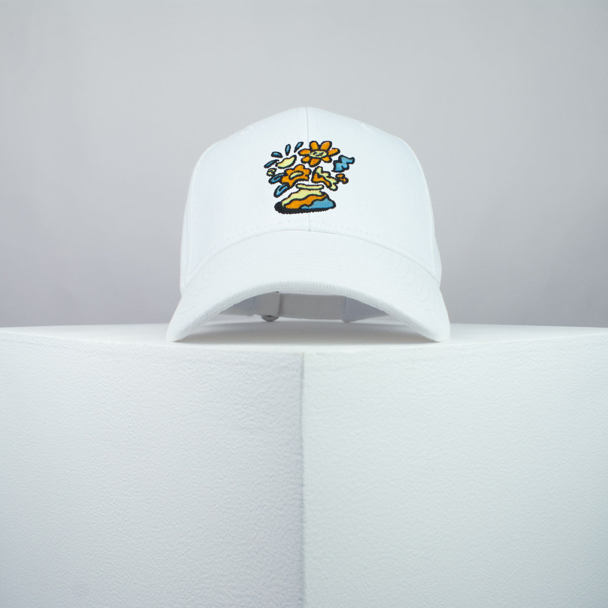 Floppy Flowers embroidered baseball cap white / happy hippie / boho / bohemian / floral / embroidery / patch / hat / dad hat / cap / iron on patch / embroidered patch / badge / applique / embroidered / punk patches / trucker hat / snapback / caps / dad hats / baseball hat / mens hat / womens hat / embroidered hat / dad cap / embroidered cap