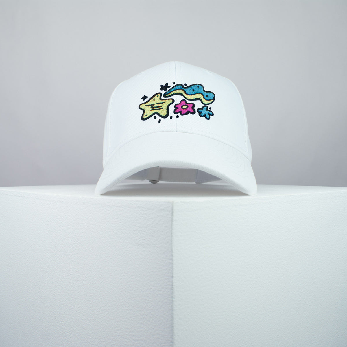 Floral Superstar embroidered baseball cap white / happy hippie / boho / bohemian / star / embroidery / patch / hat / dad hat / cap / iron on patch / embroidered patch / badge / applique / embroidered / punk patches / trucker hat / snapback / caps / dad hats / baseball hat / mens hat / womens hat / embroidered hat / dad cap / embroidered cap