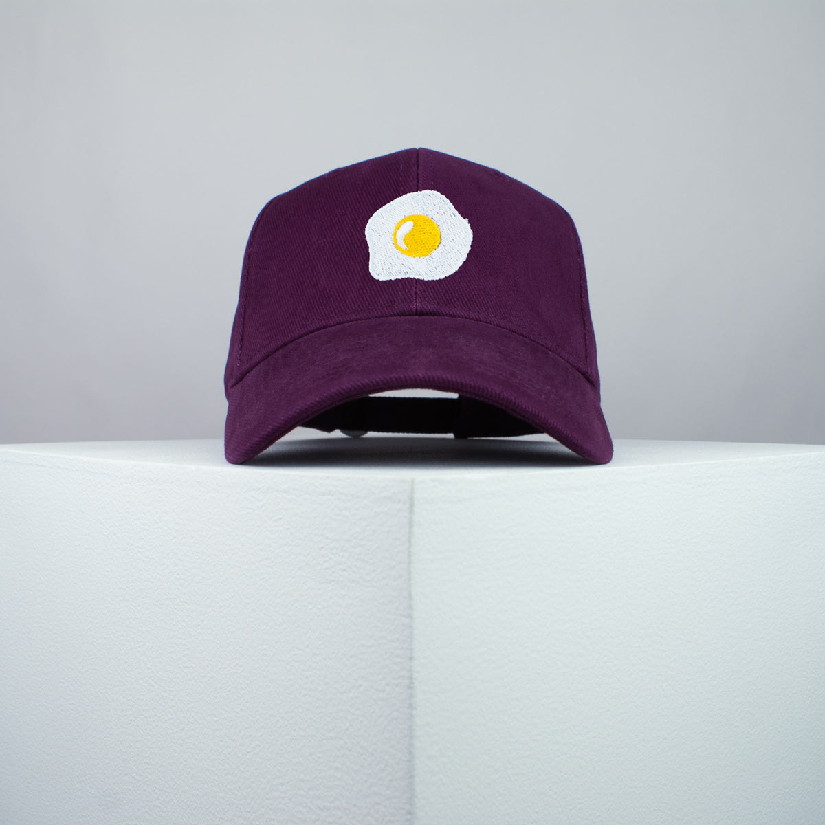 Fried egg embroidered baseball cap burgundy / food / patches / egg / embroidery / patch / hat / dad hat / cap / iron on patch / embroidered patch / badge / applique / embroidered / punk patches / trucker hat / snapback / caps / dad hats / baseball hat / mens hat / womens hat / embroidered hat / dad cap / embroidered cap / website