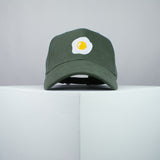 Fried egg embroidered baseball cap olive green / food / patches / egg / embroidery / patch / hat / dad hat / cap / iron on patch / embroidered patch / badge / applique / embroidered / punk patches / trucker hat / snapback / caps / dad hats / baseball hat / mens hat / womens hat / embroidered hat / dad cap / embroidered cap / website