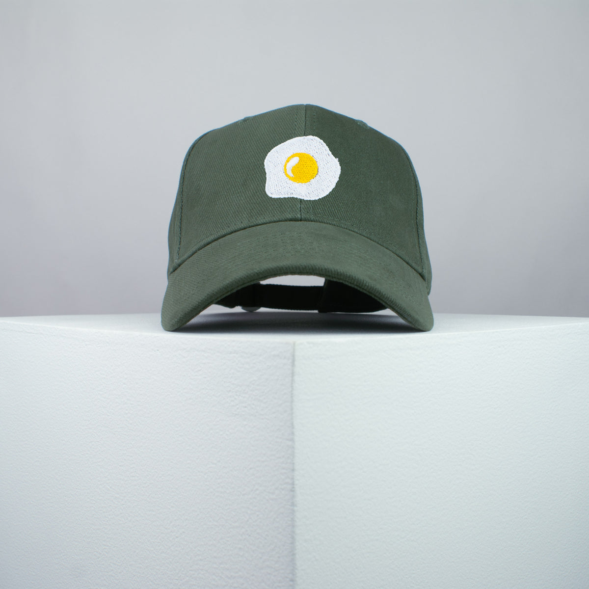 Fried egg embroidered baseball cap olive green / food / patches / egg / embroidery / patch / hat / dad hat / cap / iron on patch / embroidered patch / badge / applique / embroidered / punk patches / trucker hat / snapback / caps / dad hats / baseball hat / mens hat / womens hat / embroidered hat / dad cap / embroidered cap / website