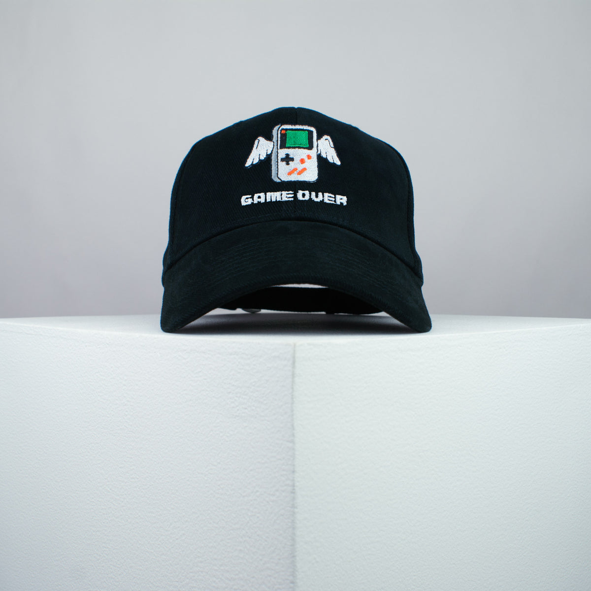 Game over embroidered baseball cap black / gameboy color / SNES / nintendo / N64 / gaming / gamer / embroidery / patch / dad / hat / cap / clothing // Hatty Hats / iron on patch / dad hat embroidered patch / badge / applique / embroidered / punk patches / trucker hat / snapback / caps / dad hats / baseball hat / mens hat / womens hat / embroidered hat / dad cap / embroidered cap