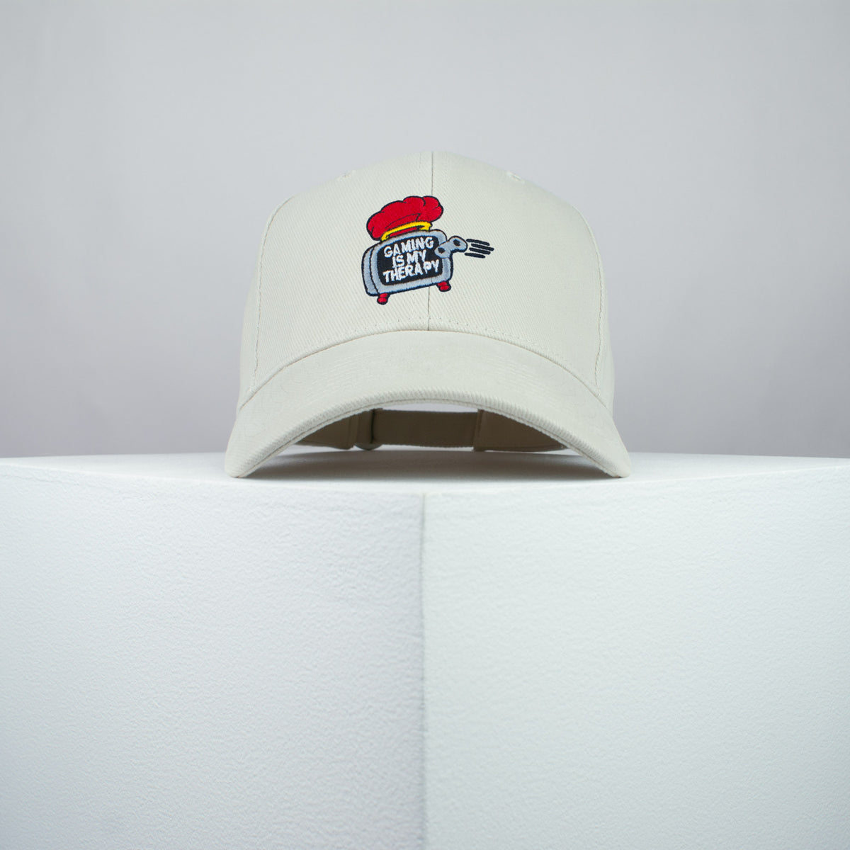 Gaming is my therapy embroidered baseball cap beige / SNES / nintendo / N64 / gaming / gamer / embroidery / patch / dad / hat / cap / clothing // Hatty Hats / iron on patch / dad hat embroidered patch / badge / applique / embroidered / punk patches / trucker hat / snapback / caps / dad hats / baseball hat / mens hat / womens hat / embroidered hat / dad cap / embroidered cap