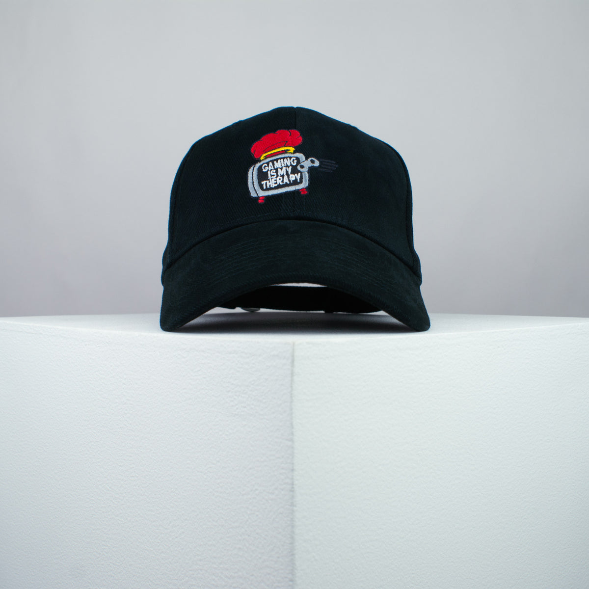Gaming is my therapy embroidered baseball cap black / SNES / nintendo / N64 / gaming / gamer / embroidery / patch / dad / hat / cap / clothing // Hatty Hats / iron on patch / dad hat embroidered patch / badge / applique / embroidered / punk patches / trucker hat / snapback / caps / dad hats / baseball hat / mens hat / womens hat / embroidered hat / dad cap / embroidered cap