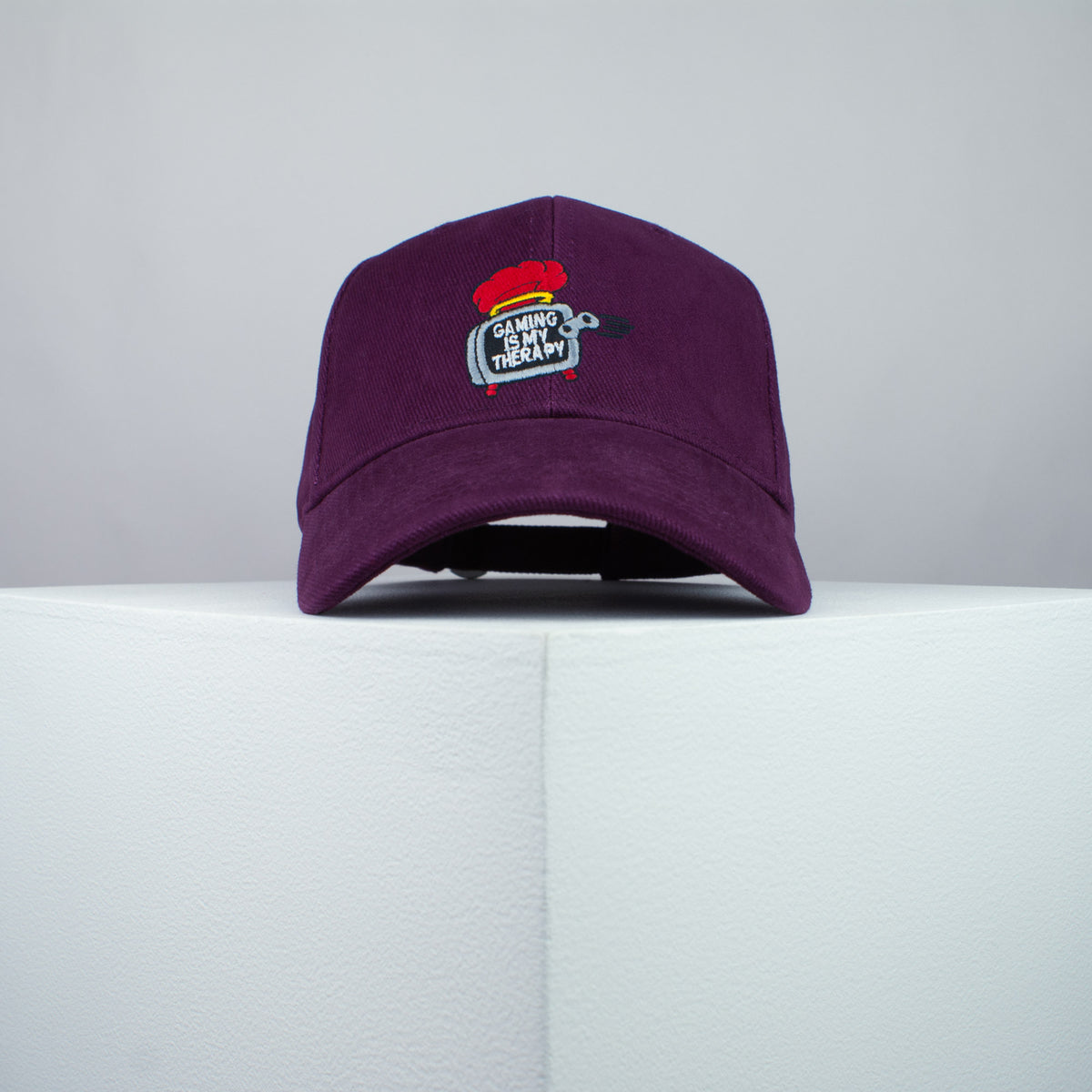 Gaming is my therapy embroidered baseball cap burgundy / SNES / nintendo / N64 / gaming / gamer / embroidery / patch / dad / hat / cap / clothing // Hatty Hats / iron on patch / dad hat embroidered patch / badge / applique / embroidered / punk patches / trucker hat / snapback / caps / dad hats / baseball hat / mens hat / womens hat / embroidered hat / dad cap / embroidered cap