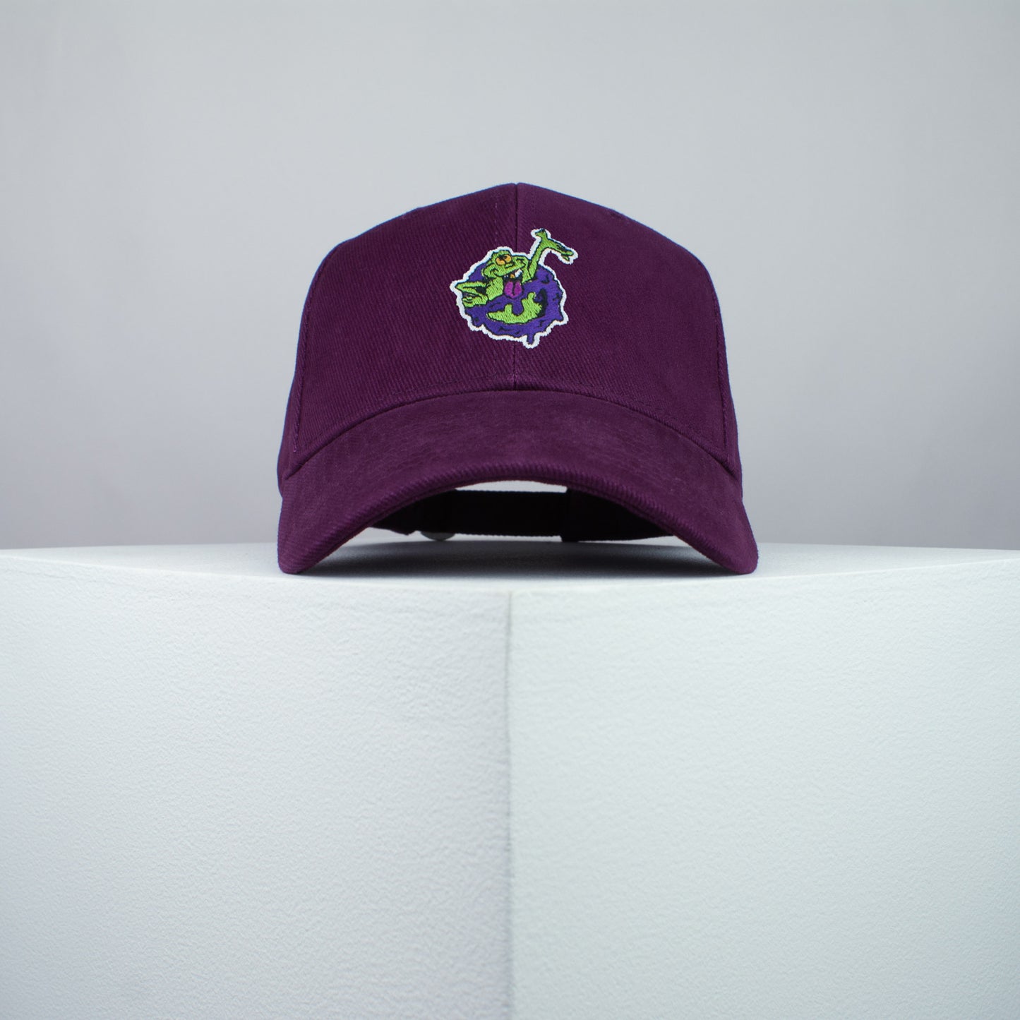 Ghostbusters slimer embroidered baseball cap burgundy / ghost / bill murray / slime / ghost busters / embroidery / patch / dad / hat / cap / clothing // Hatty Hats / iron on patch / dad hat embroidered patch / badge / applique / embroidered / punk patches / trucker hat / snapback / caps / dad hats / baseball hat / mens hat / womens hat / embroidered hat / dad cap / embroidered cap