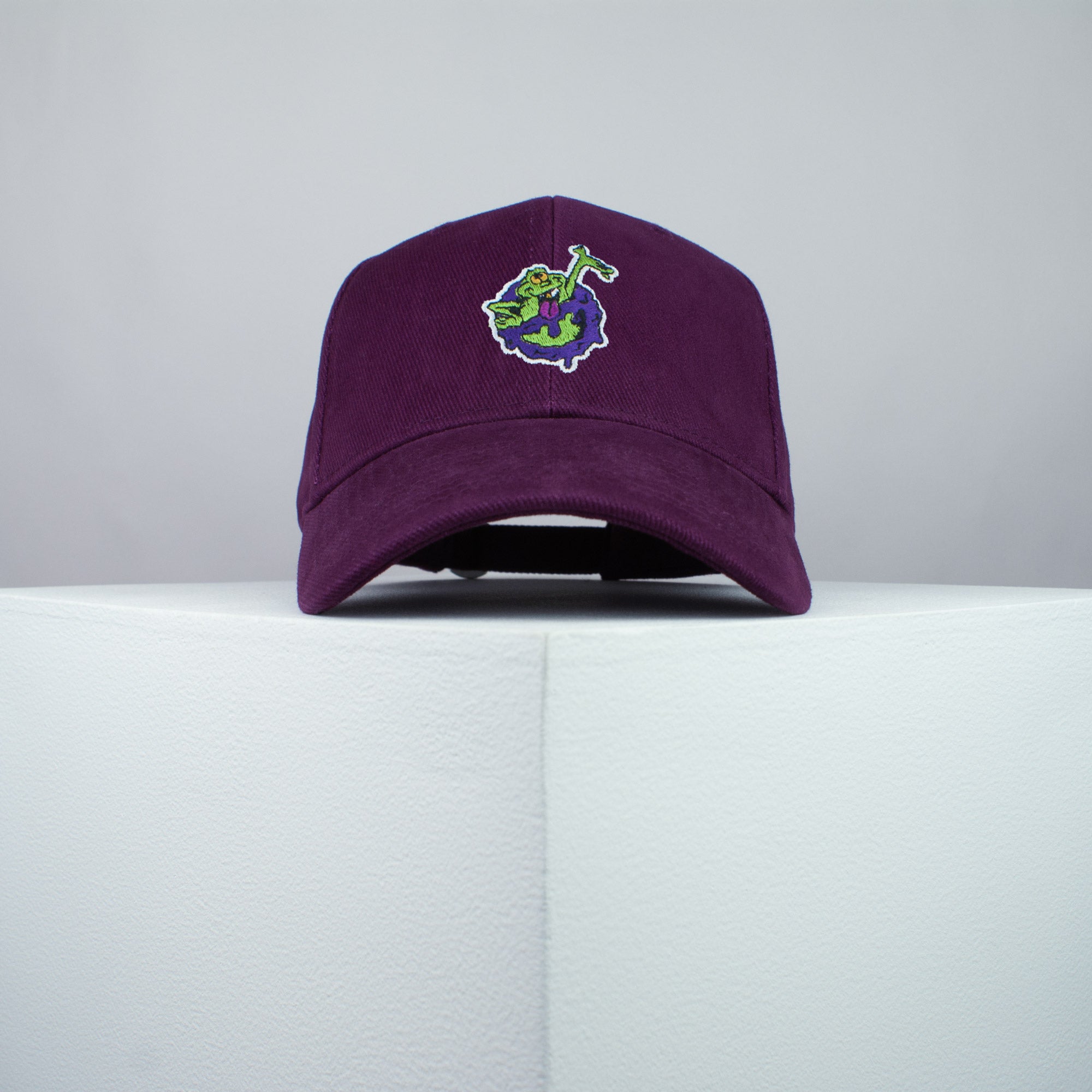 Ghostbusters slimer embroidered baseball cap burgundy / ghost / bill murray / slime / ghost busters / embroidery / patch / dad / hat / cap / clothing // Hatty Hats / iron on patch / dad hat embroidered patch / badge / applique / embroidered / punk patches / trucker hat / snapback / caps / dad hats / baseball hat / mens hat / womens hat / embroidered hat / dad cap / embroidered cap