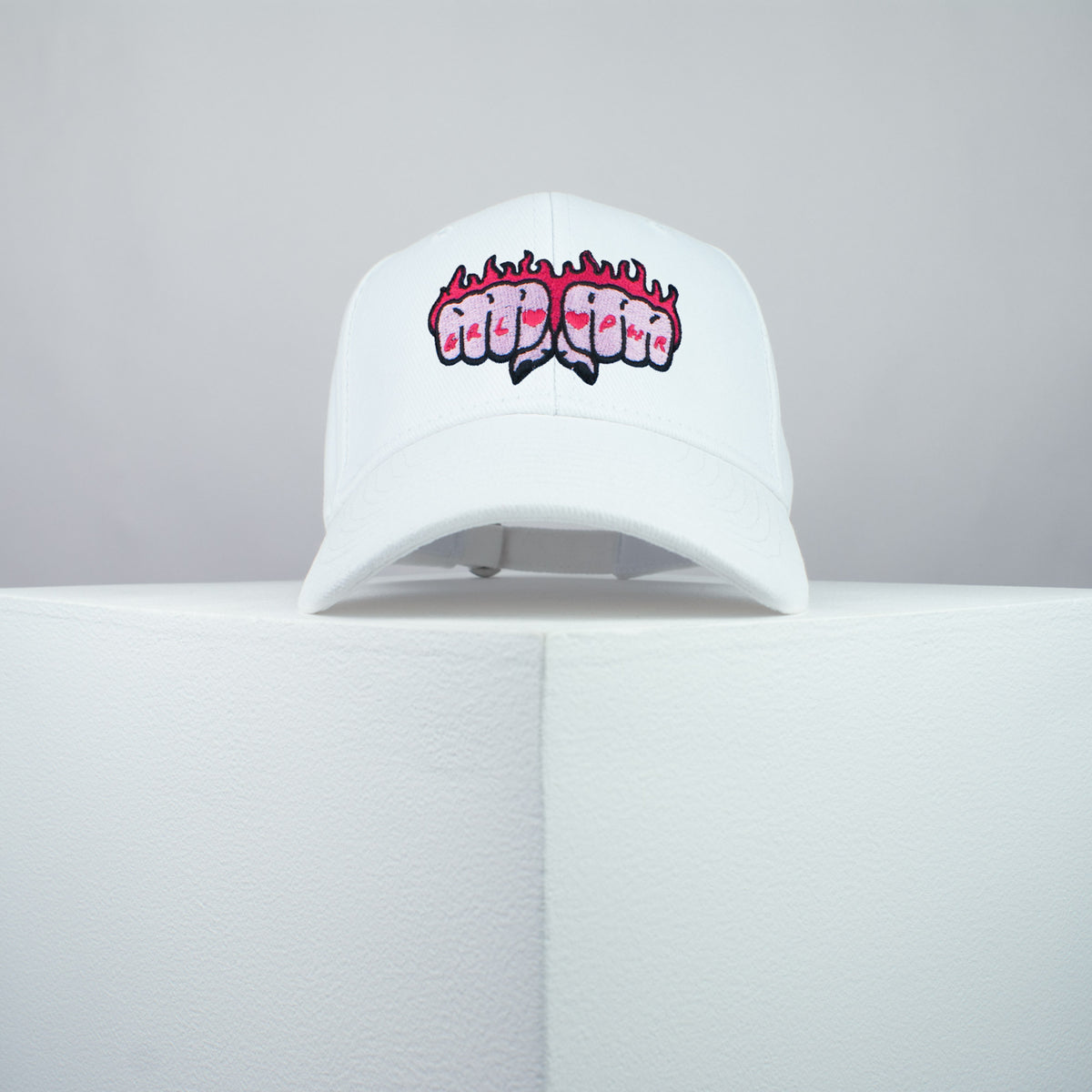 Girl power hands embroidered baseball cap white / feminist / feminism / gift for her / embroidery / patch / hat / dad hat / cap / iron on patch / embroidered patch / badge / applique / embroidered / punk patches / trucker hat / snapback / caps / dad hats / baseball hat / mens hat / womens hat / embroidered hat / dad cap / embroidered cap