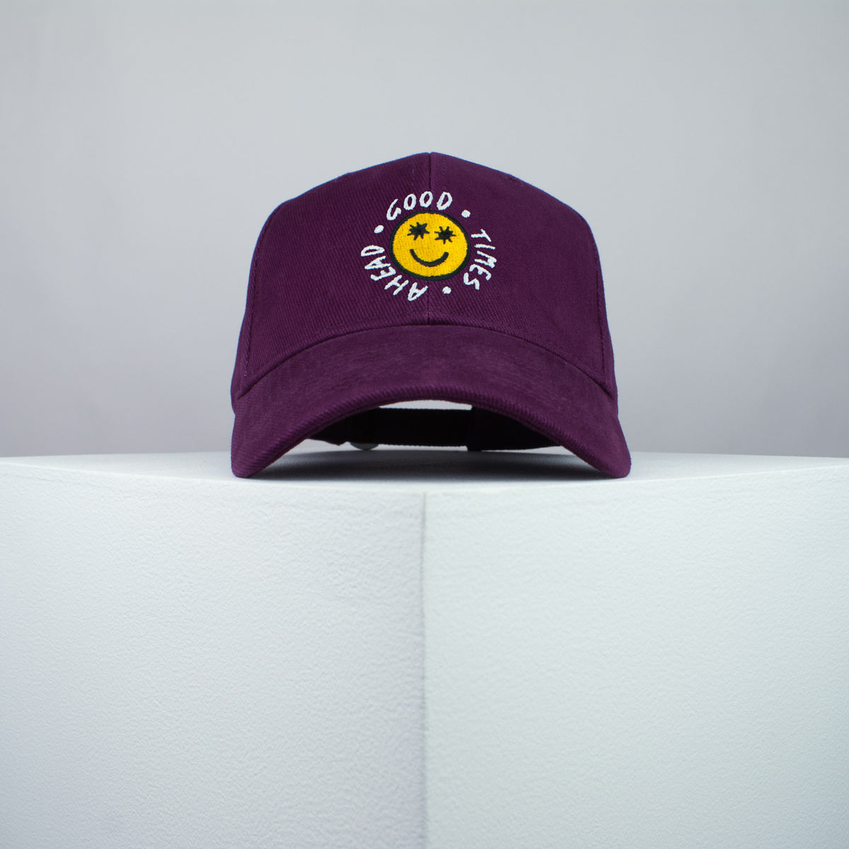 Good times ahead embroidered baseball cap burgundy / 90s / smiley / vintage / rainbow / embroidery / patch / hat / dad hat / cap / iron on patch / embroidered patch / badge / applique / embroidered / punk patches / trucker hat / snapback / caps / dad hats / baseball hat / mens hat / womens hat / embroidered hat / dad cap / embroidered cap