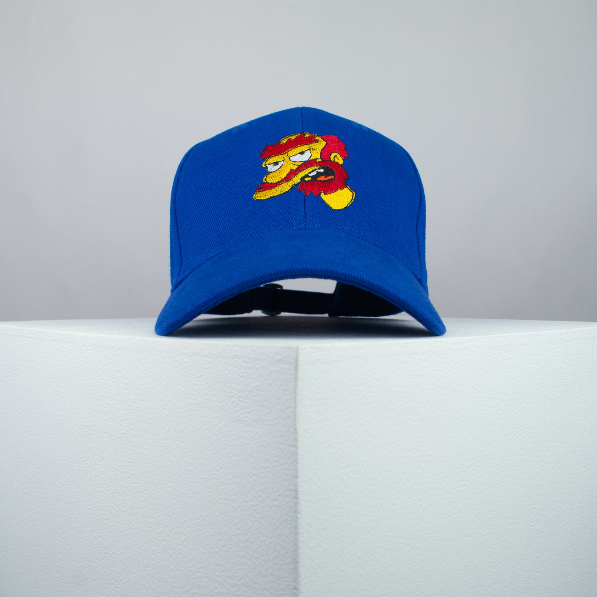 Groundskeeper Willie embroidered baseball cap blue / the simpsons / bart / marge / homer / embroidery / patch / hat / dad hat / cap / iron on patch / embroidered patch / badge / applique / embroidered / punk patches / trucker hat / snapback / caps / dad hats / baseball hat / mens hat / womens hat / embroidered hat / dad cap / embroidered cap
