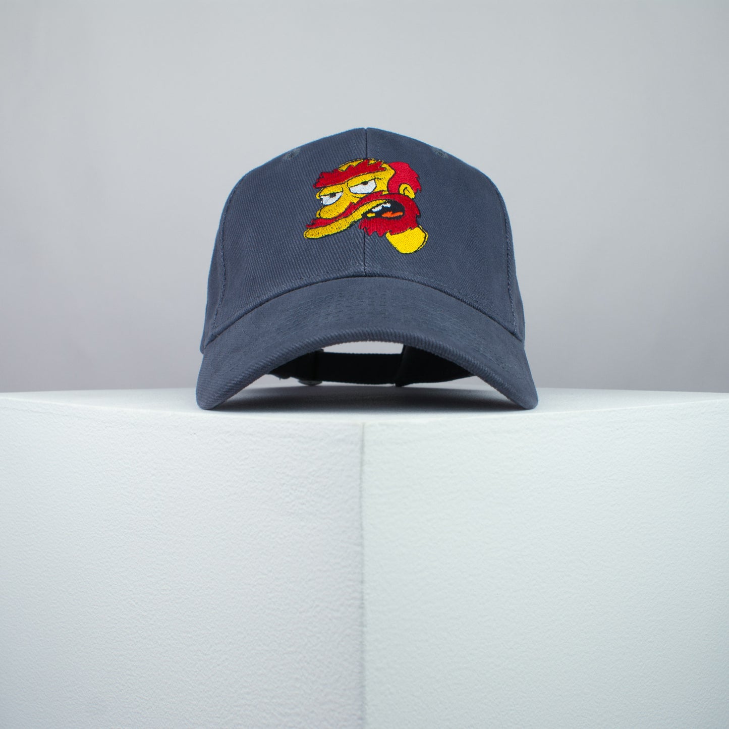 Groundskeeper Willie embroidered baseball cap grey / the simpsons / bart / marge / homer / embroidery / patch / hat / dad hat / cap / iron on patch / embroidered patch / badge / applique / embroidered / punk patches / trucker hat / snapback / caps / dad hats / baseball hat / mens hat / womens hat / embroidered hat / dad cap / embroidered cap
