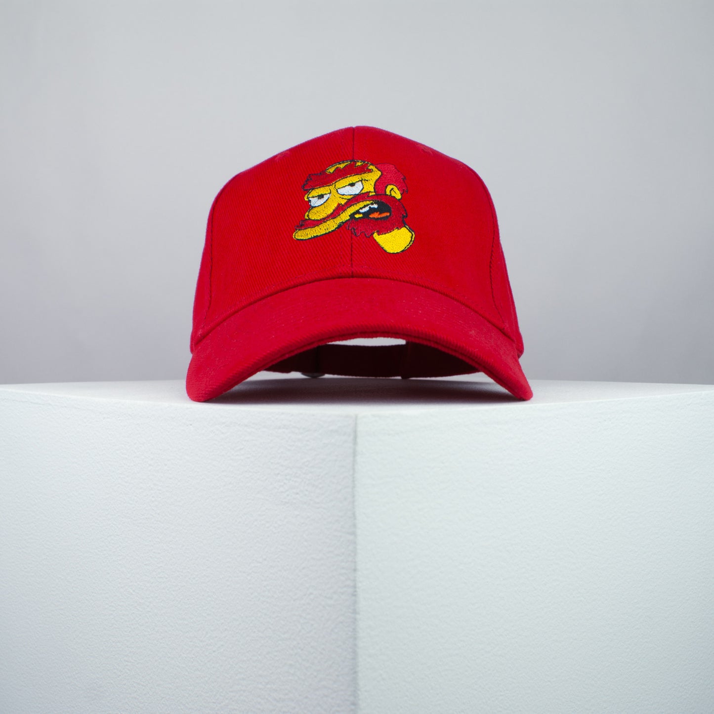 Groundskeeper Willie embroidered baseball cap red / the simpsons / bart / marge / homer / embroidery / patch / hat / dad hat / cap / iron on patch / embroidered patch / badge / applique / embroidered / punk patches / trucker hat / snapback / caps / dad hats / baseball hat / mens hat / womens hat / embroidered hat / dad cap / embroidered cap