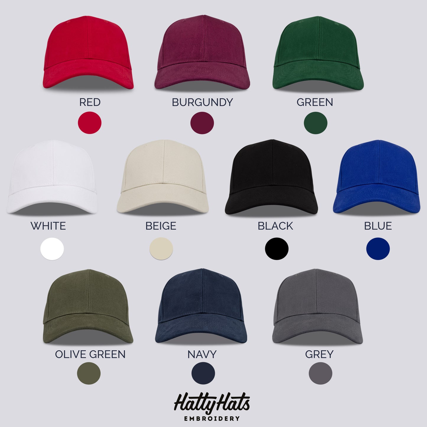 Plain Unisex Baseball Cap - 10 Colours Available