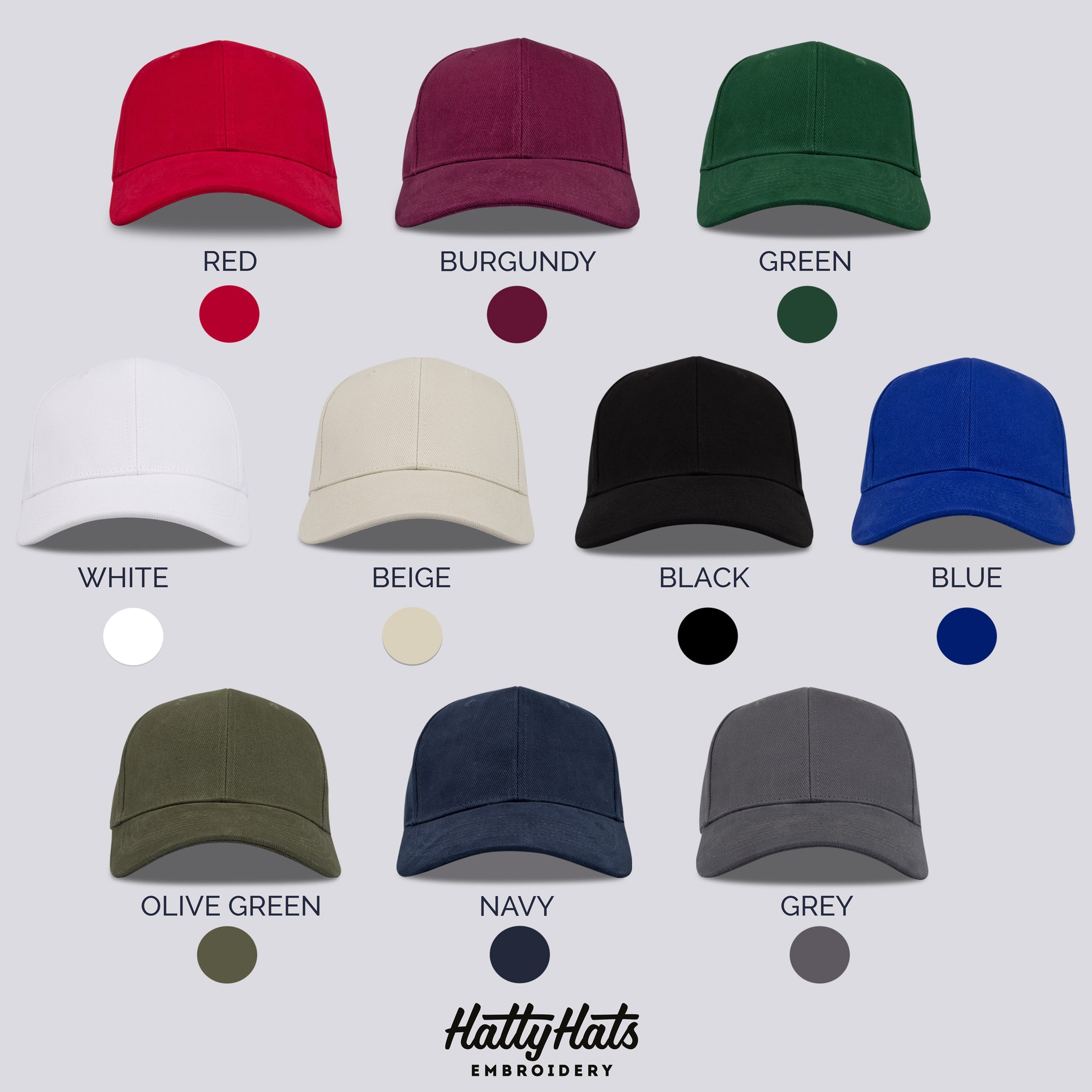 Plain Unisex Baseball Cap - 10 Colours Available