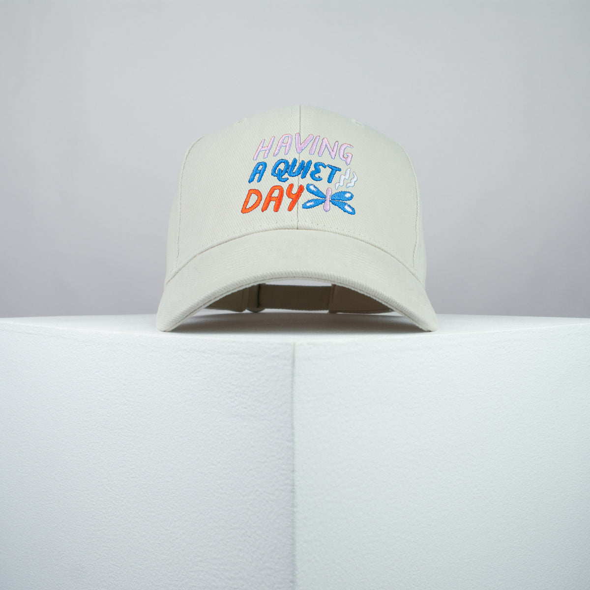Having a quiet day embroidered baseball cap beige / meditation / yoga / spiritual / gift for her / embroidery / patch / hat / dad hat / cap // Hatty Hats / iron on patch / embroidered patch / badge / applique / embroidered / punk patches / trucker hat / snapback / caps / dad hats / baseball hat / mens hat / womens hat / embroidered hat / dad cap / embroidered cap