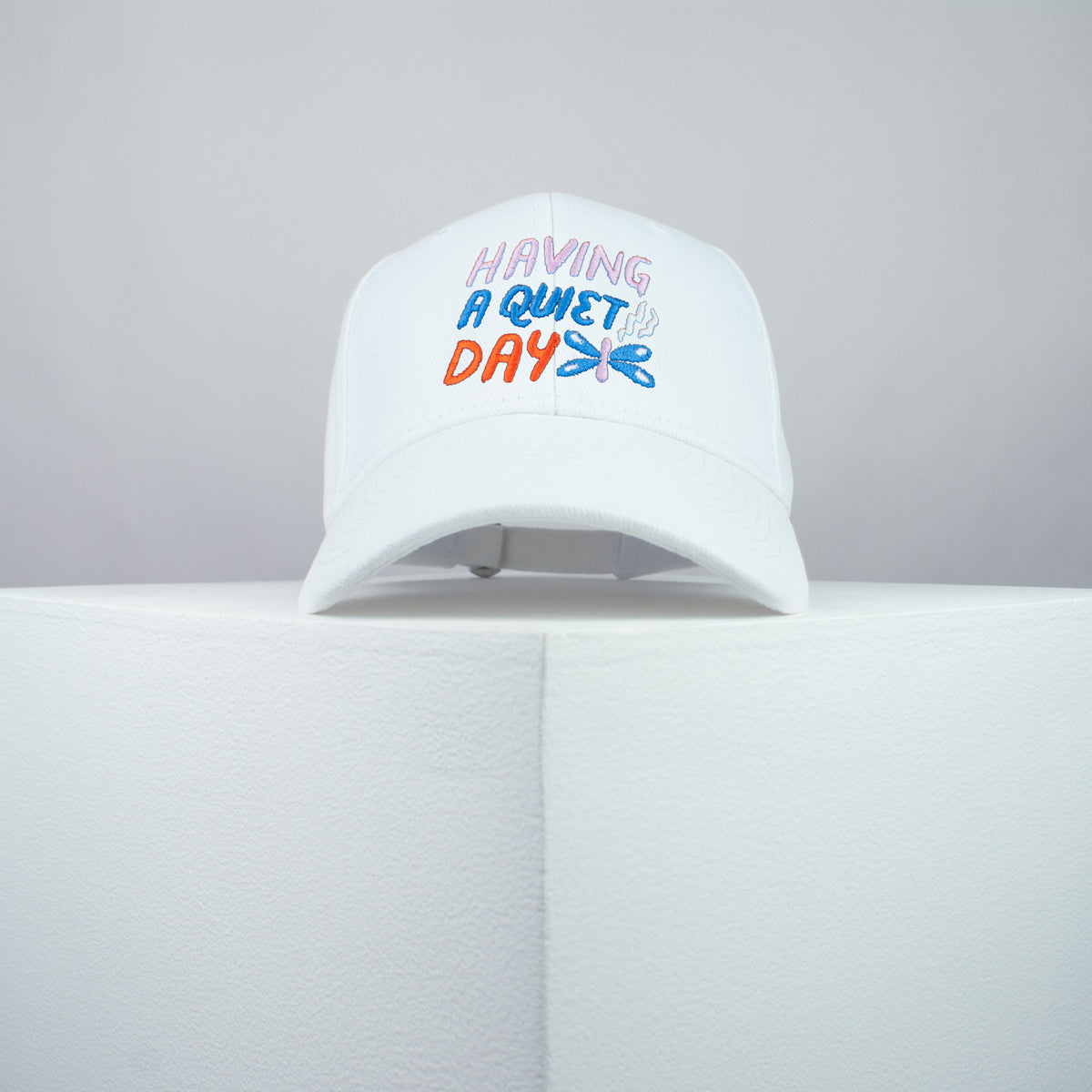 Having a quiet day embroidered baseball cap white / meditation / yoga / spiritual / gift for her / embroidery / patch / hat / dad hat / cap // Hatty Hats / iron on patch / embroidered patch / badge / applique / embroidered / punk patches / trucker hat / snapback / caps / dad hats / baseball hat / mens hat / womens hat / embroidered hat / dad cap / embroidered cap