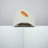 Hotdog embroidered baseball cap beige / food / hot dog / sausage / burger / embroidery / patch / hat / dad hat / cap / iron on patch / embroidered patch / badge / applique / embroidered / punk patches / trucker hat / snapback / caps / dad hats / baseball hat / mens hat / womens hat / embroidered hat / dad cap / embroidered cap
