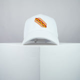 Hotdog embroidered baseball cap white / food / hot dog / sausage / burger / embroidery / patch / hat / dad hat / cap / iron on patch / embroidered patch / badge / applique / embroidered / punk patches / trucker hat / snapback / caps / dad hats / baseball hat / mens hat / womens hat / embroidered hat / dad cap / embroidered cap