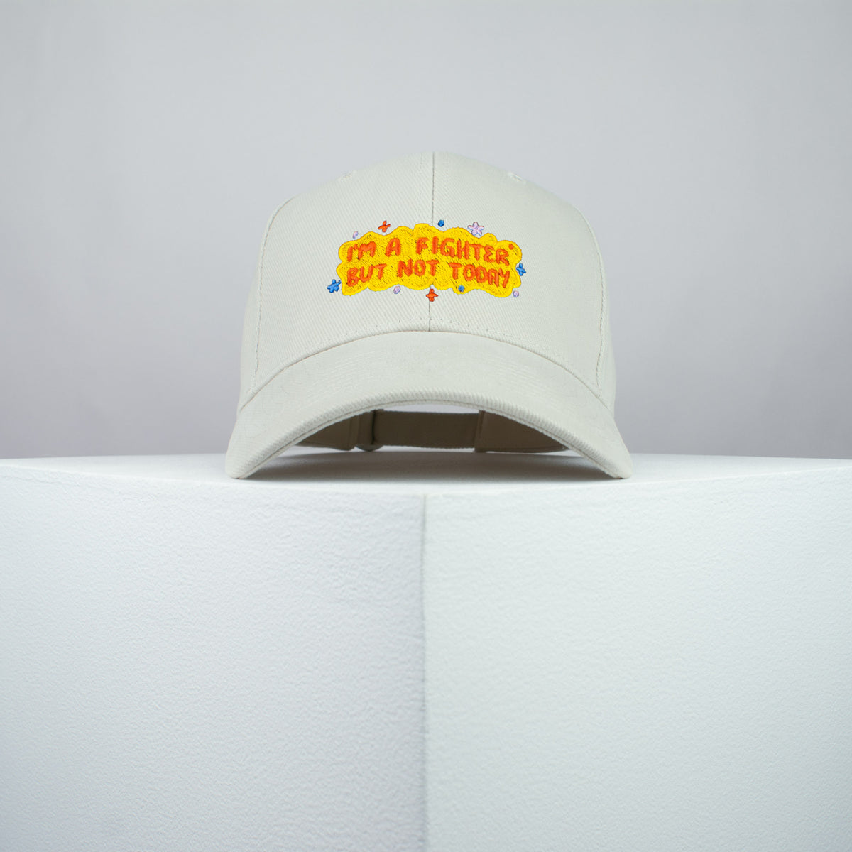 I'm a fighter but not today embroidered baseball cap beige / meditation / yoga / spiritual / gift for her / embroidery / patch / hat / dad hat / cap // Hatty Hats / iron on patch / embroidered patch / badge / applique / embroidered / punk patches / trucker hat / snapback / caps / dad hats / baseball hat / mens hat / womens hat / embroidered hat / dad cap / embroidered cap