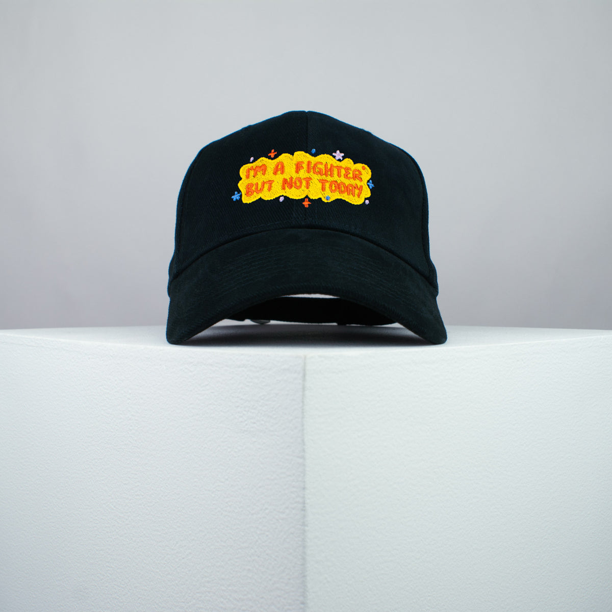 I'm a fighter but not today embroidered baseball cap black / meditation / yoga / spiritual / gift for her / embroidery / patch / hat / dad hat / cap // Hatty Hats / iron on patch / embroidered patch / badge / applique / embroidered / punk patches / trucker hat / snapback / caps / dad hats / baseball hat / mens hat / womens hat / embroidered hat / dad cap / embroidered cap