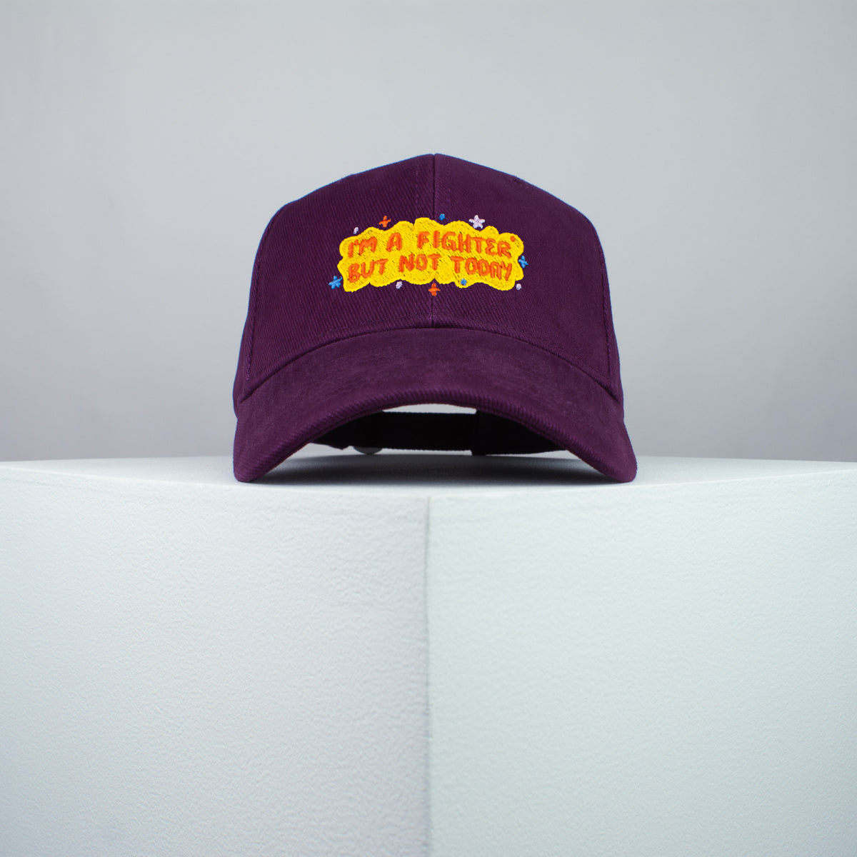 I'm a fighter but not today embroidered baseball cap burgundy / meditation / yoga / spiritual / gift for her / embroidery / patch / hat / dad hat / cap // Hatty Hats / iron on patch / embroidered patch / badge / applique / embroidered / punk patches / trucker hat / snapback / caps / dad hats / baseball hat / mens hat / womens hat / embroidered hat / dad cap / embroidered cap