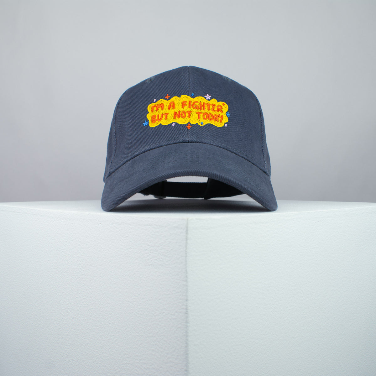 I'm a fighter but not today embroidered baseball cap grey / meditation / yoga / spiritual / gift for her / embroidery / patch / hat / dad hat / cap // Hatty Hats / iron on patch / embroidered patch / badge / applique / embroidered / punk patches / trucker hat / snapback / caps / dad hats / baseball hat / mens hat / womens hat / embroidered hat / dad cap / embroidered cap