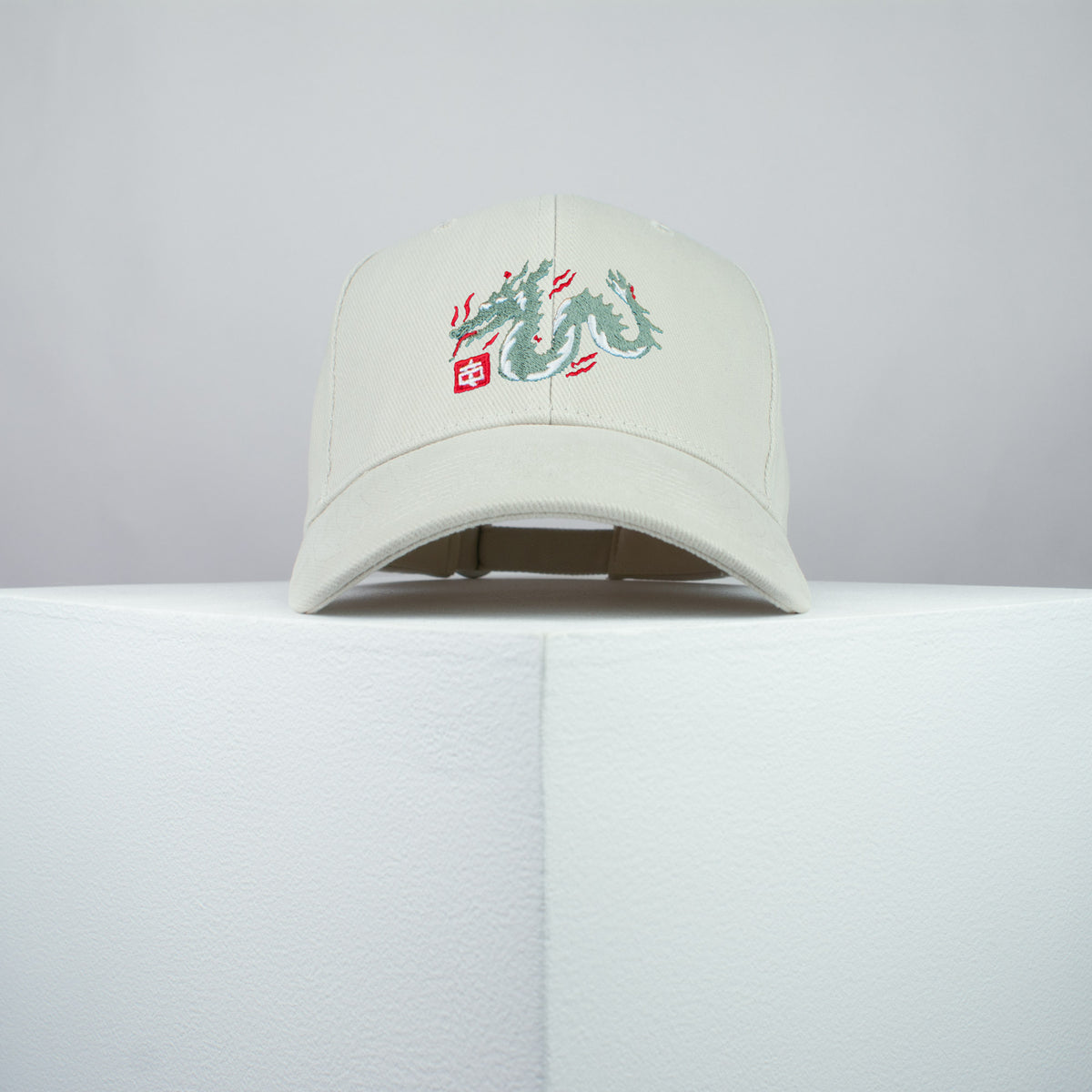 Japanese dragon embroidered baseball cap beige / dragons / japan / japanese / streetwear / embroidery / patch / dad / hat / cap / clothing // Hatty Hats / iron on patch / dad hat embroidered patch / badge / applique / embroidered / punk patches / trucker hat / snapback / caps / dad hats / baseball hat / mens hat / womens hat / embroidered hat / dad cap / embroidered cap