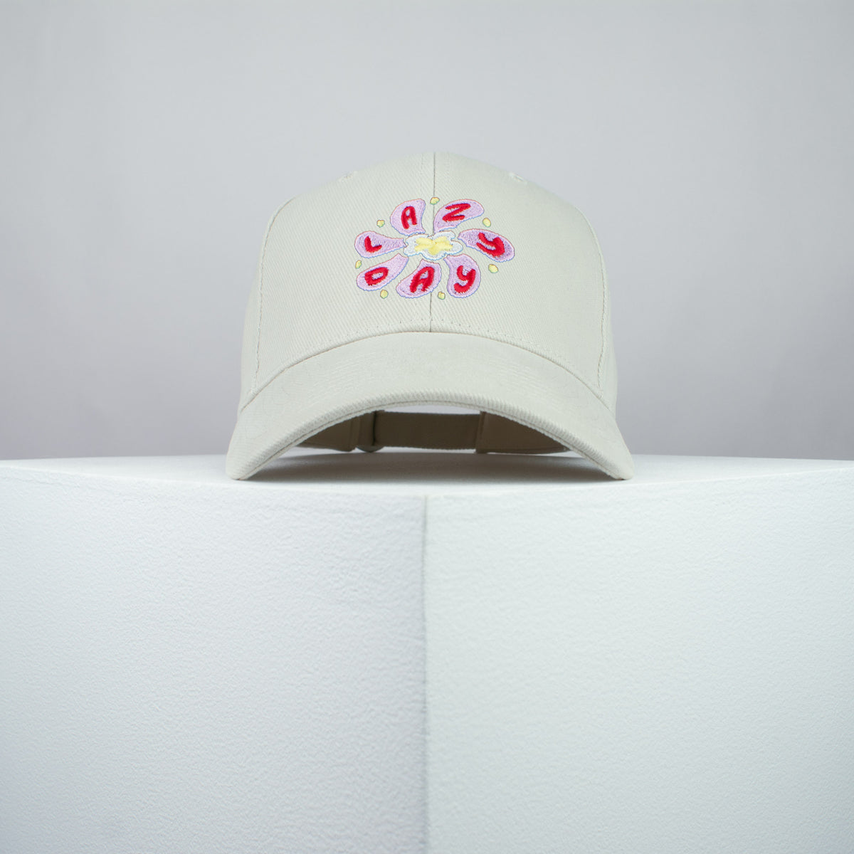 Lazy day embroidered baseball cap beige / yoga / floral / flower / gift for her / embroidery / patch / hat / dad hat / cap / iron on patch / embroidered patch / badge / applique / embroidered / punk patches / trucker hat / snapback / caps / dad hats / baseball hat / mens hat / womens hat / embroidered hat / dad cap / embroidered cap