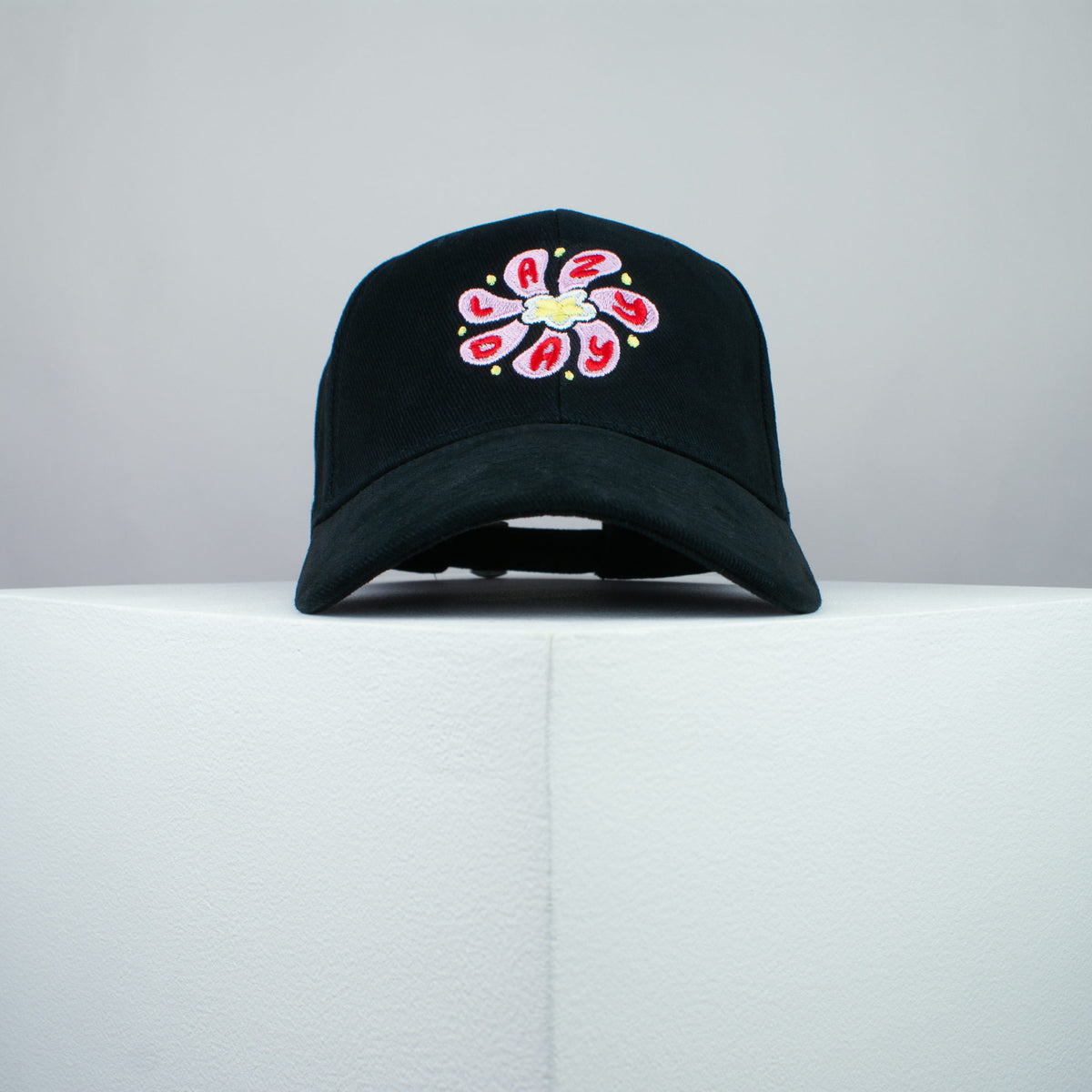 Lazy day embroidered baseball cap black / yoga / floral / flower / gift for her / embroidery / patch / hat / dad hat / cap / iron on patch / embroidered patch / badge / applique / embroidered / punk patches / trucker hat / snapback / caps / dad hats / baseball hat / mens hat / womens hat / embroidered hat / dad cap / embroidered cap
