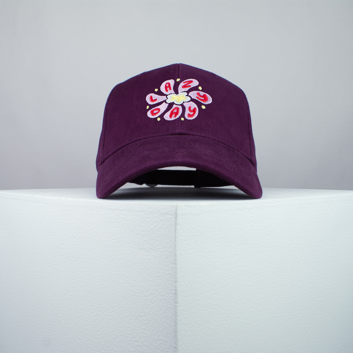 Lazy day embroidered baseball cap burgundy / yoga / floral / flower / gift for her / embroidery / patch / hat / dad hat / cap / iron on patch / embroidered patch / badge / applique / embroidered / punk patches / trucker hat / snapback / caps / dad hats / baseball hat / mens hat / womens hat / embroidered hat / dad cap / embroidered cap